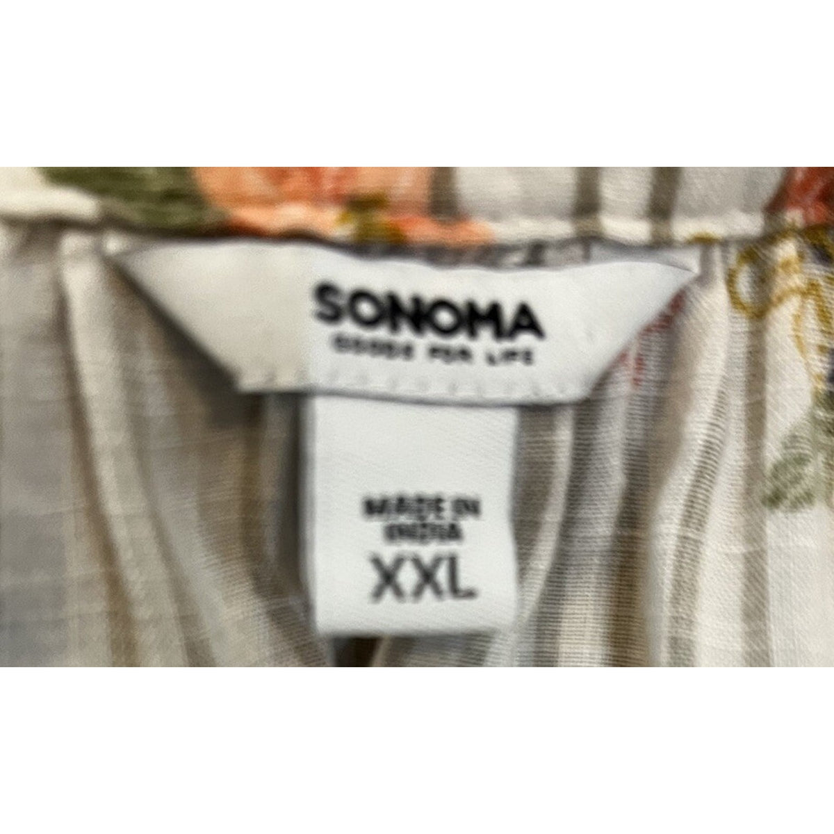 Sonoma Boho Flare Sleeve Tunic Cream Floral Top Women's Size 2XL Cream Striped