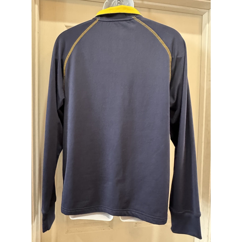 Reebok Navy Blue Athletic Pullover/Quarter Zip Yellow Long Sleeve Men’s Small