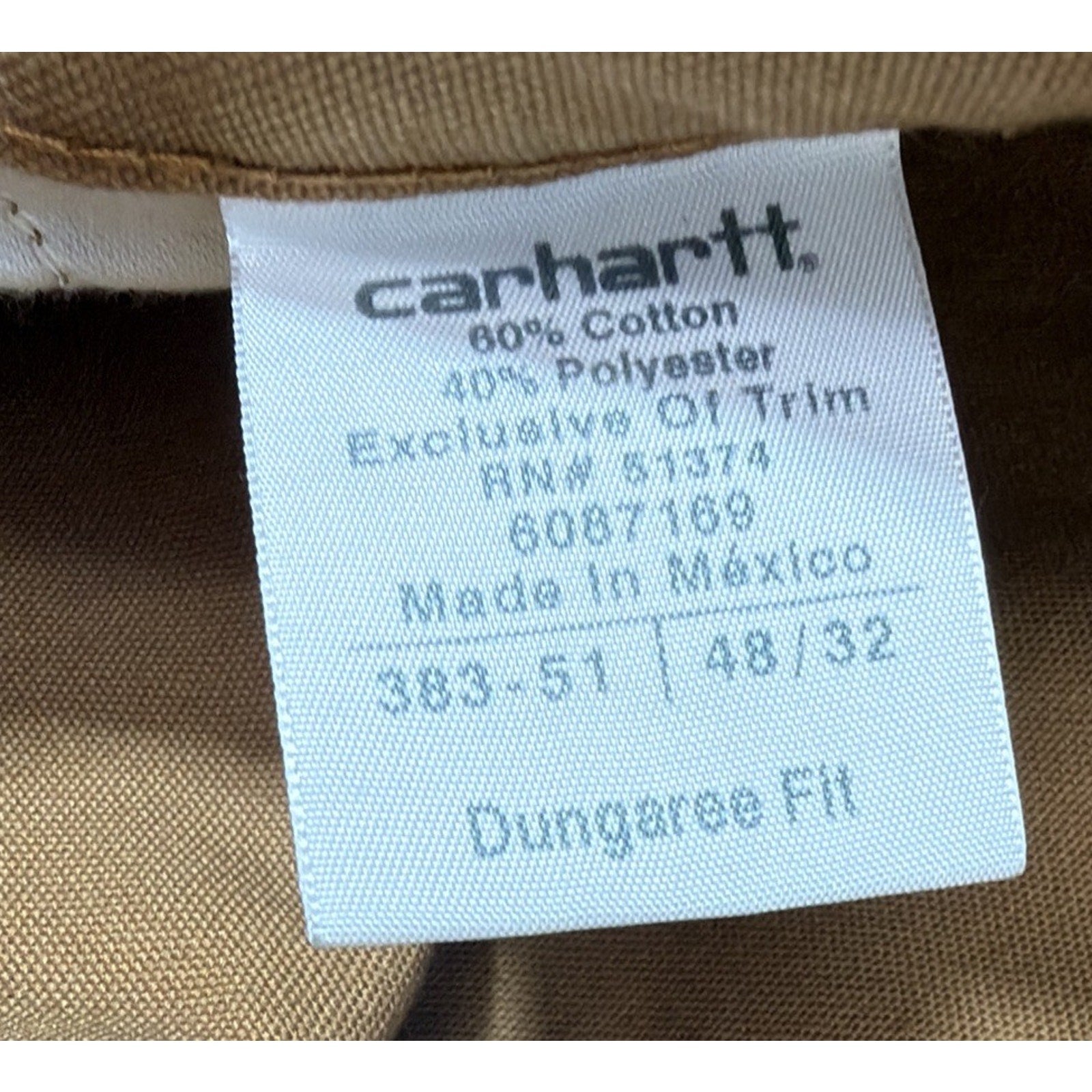 Carhartt Pants Mens 48x32 Tan Carpenter Canvas Utility Work Dungaree Fit NWOT