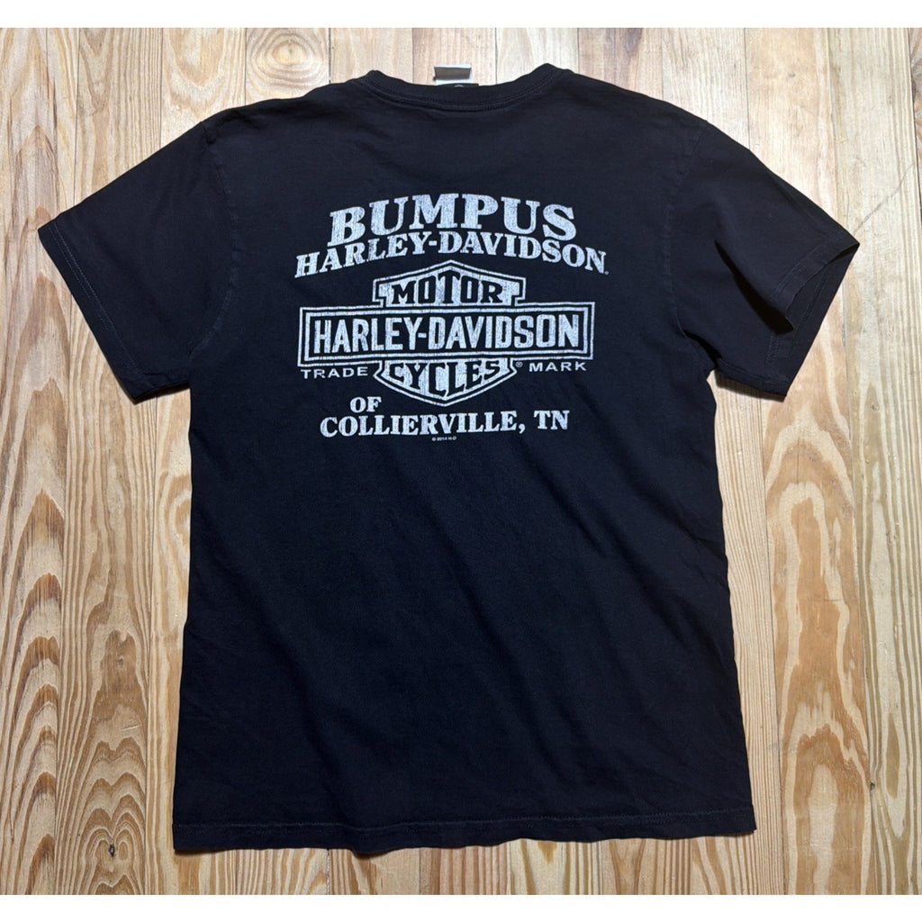 Harley Davidson T Shirt Bulldog Collierville TN Black Men's Medium 2016 Made USA