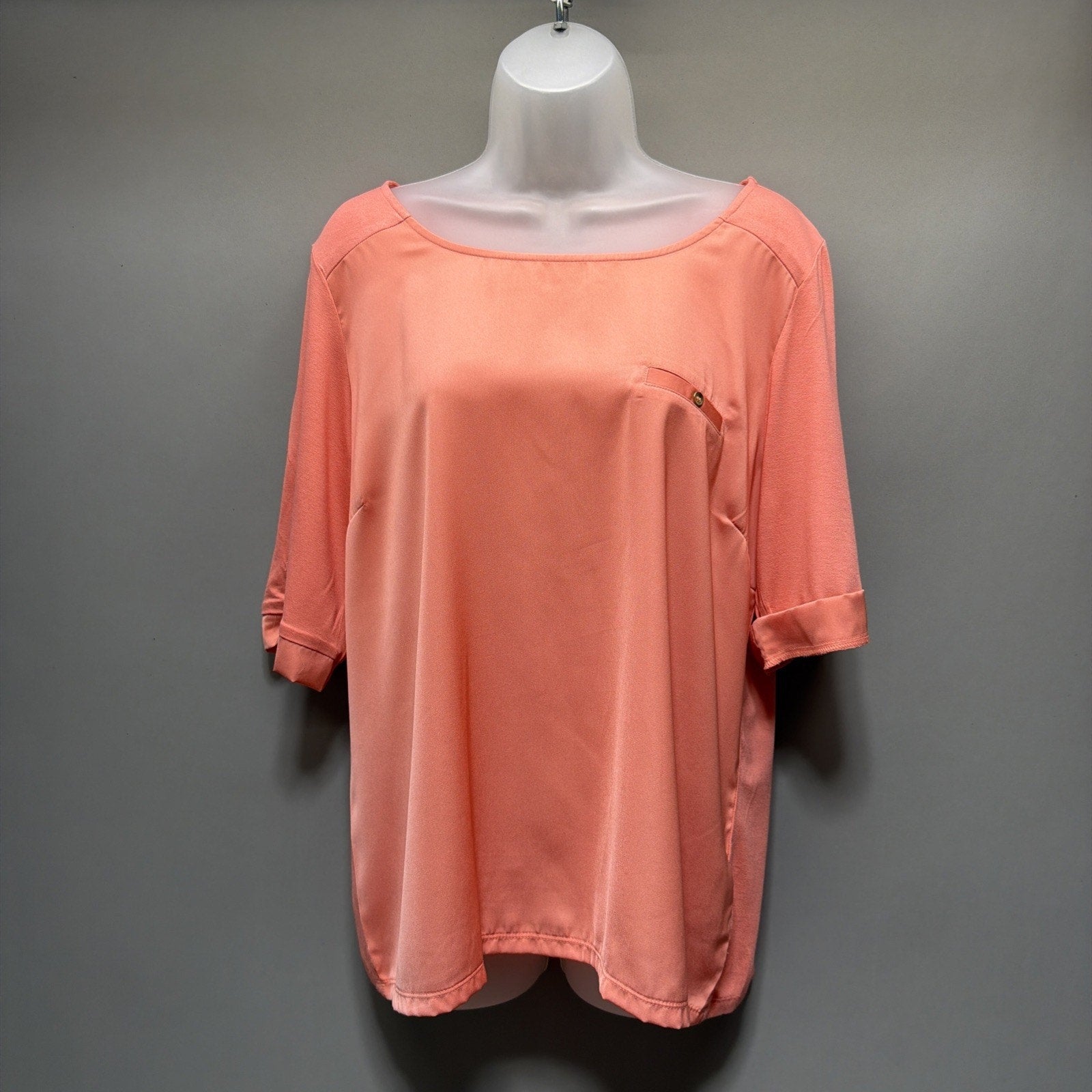 THE LIMITED Womens Tops XL Blouse Peach Boxy Short Sleeve NWT Stretch
