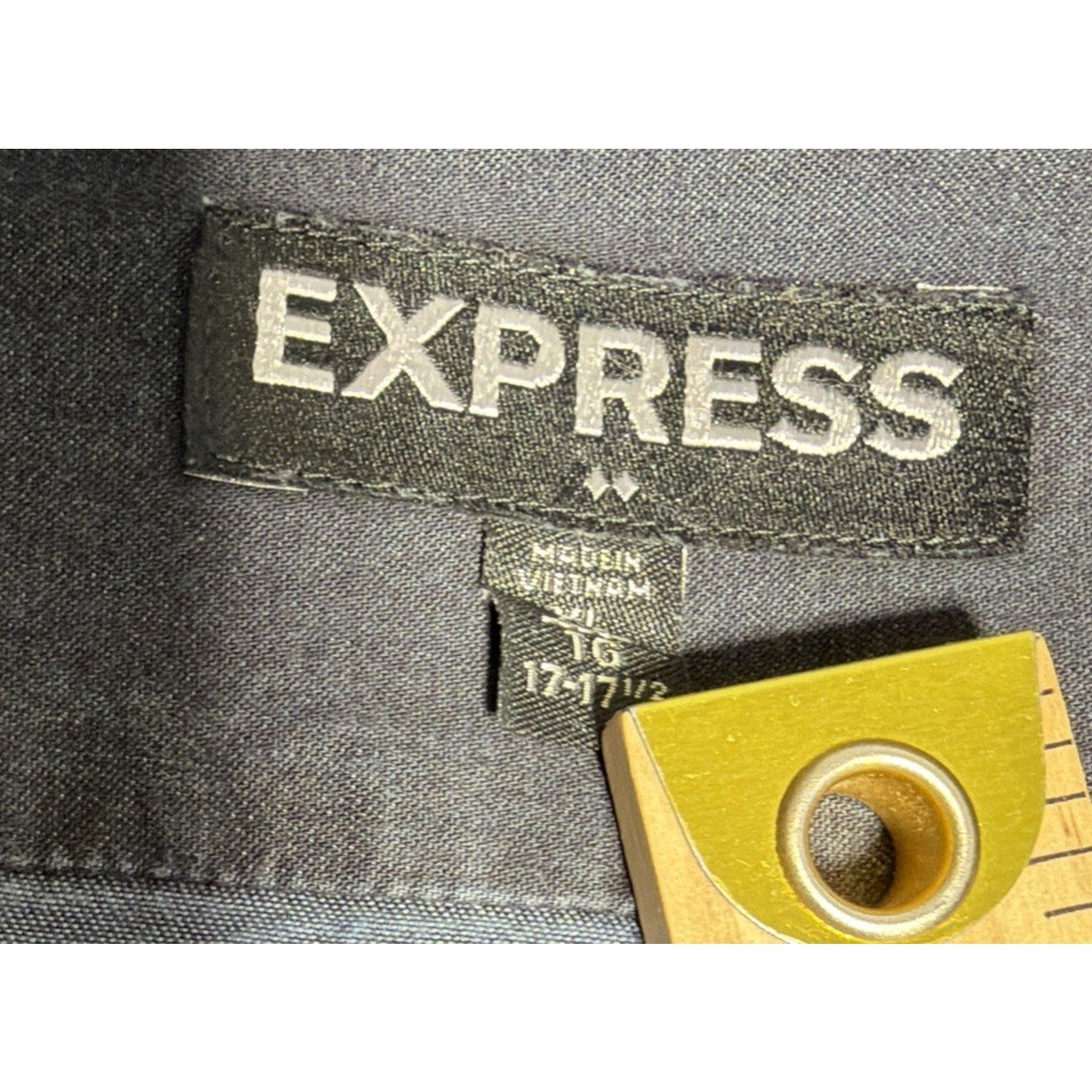 Express Button Up Dress Shirt Chambray Denim Long Sleeve Mens Sz XL