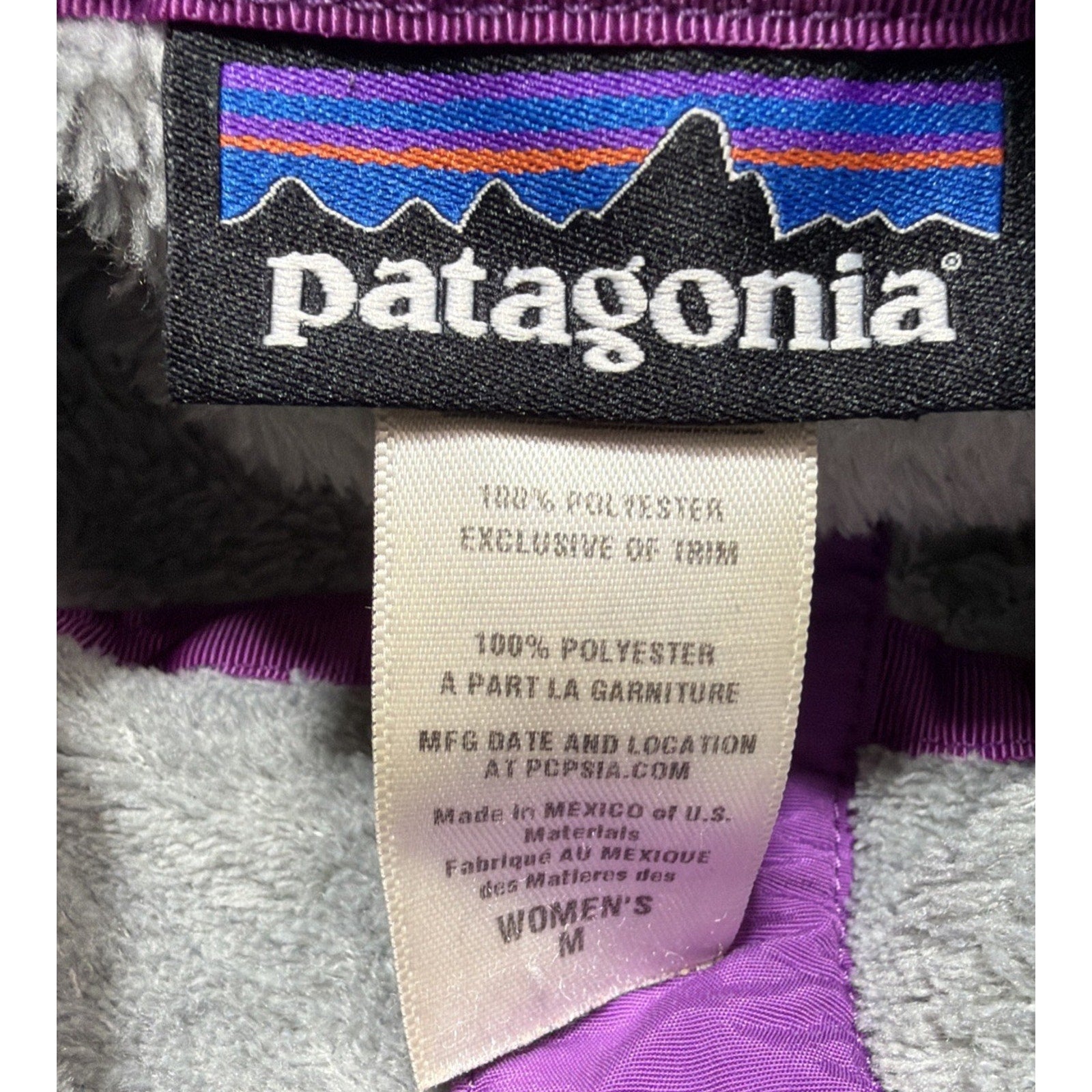 Patagonia Women's Soft Fleece Re-Tool Snap-T Pullover Jacket Gray Purple Medium