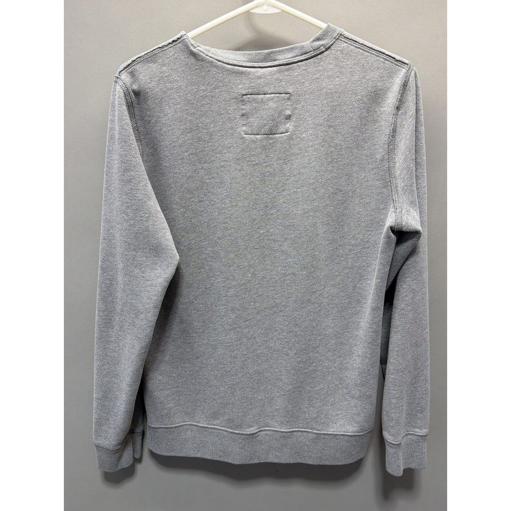 ABERCROMBIE & FITCH Y2K VELVET SPELL LOGO CREW FLEECE SWEATSHIRT GREY MENS M