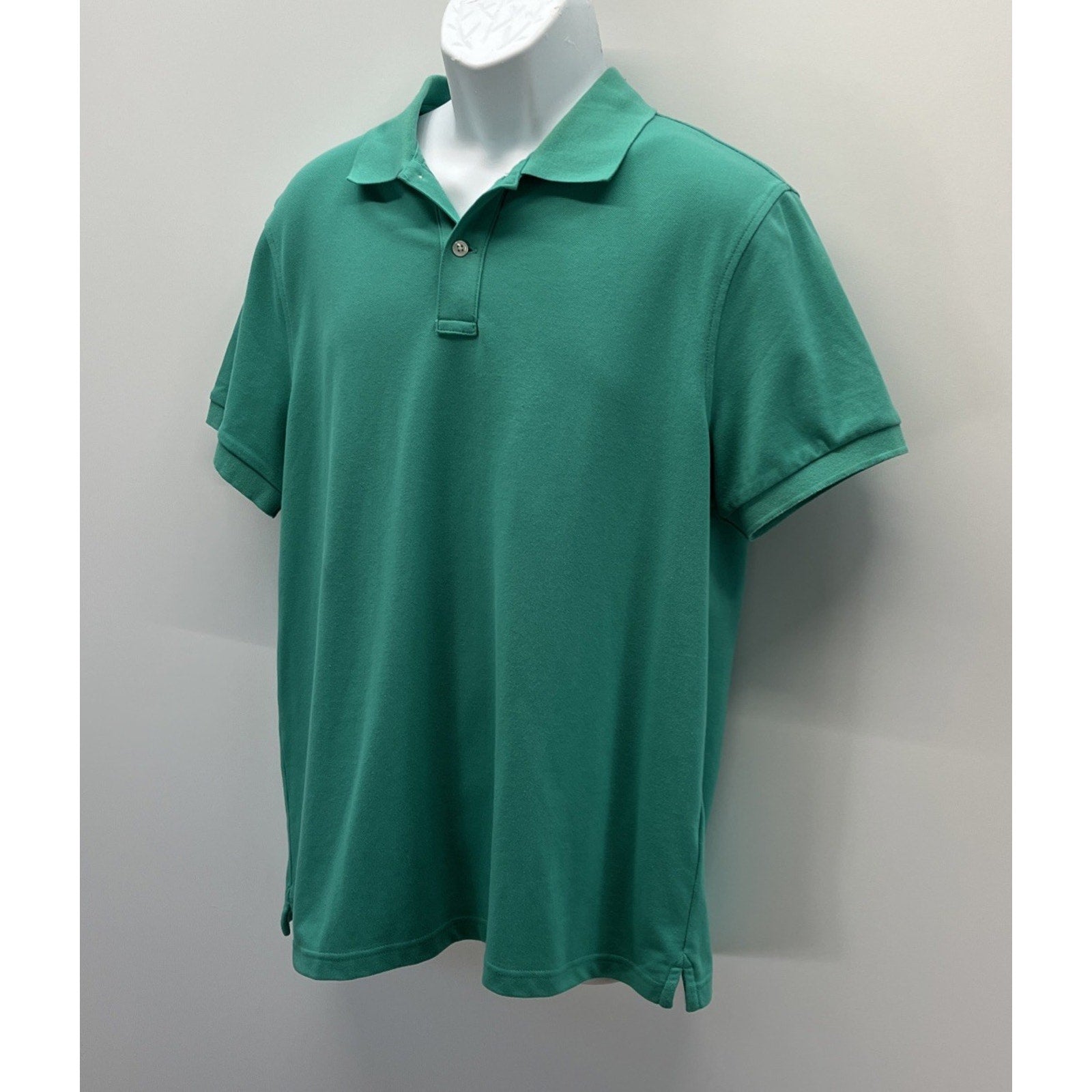 J Crew Flex Piqué Polo Untucked Shirt Green Men's SZ Large