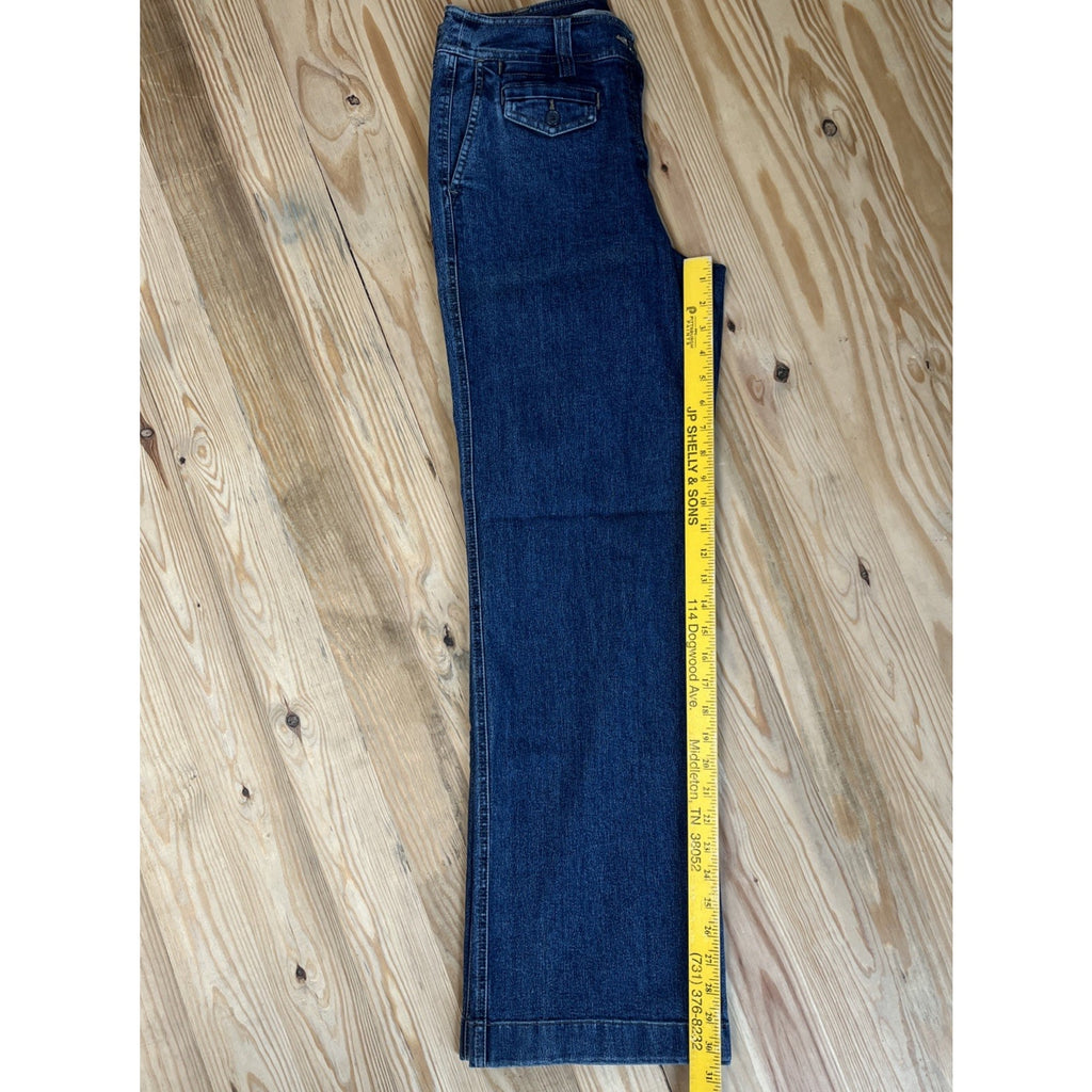 VTG Y2K Duck Head Jeans Women 8 Slash Pocket Wide Leg Denim Trousers Stretch