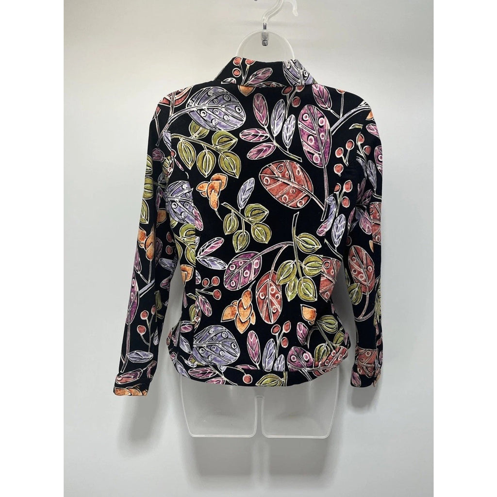 REDD Jeans Black Multicolor Floral Sequin Jacket Size 6 Button Blazer