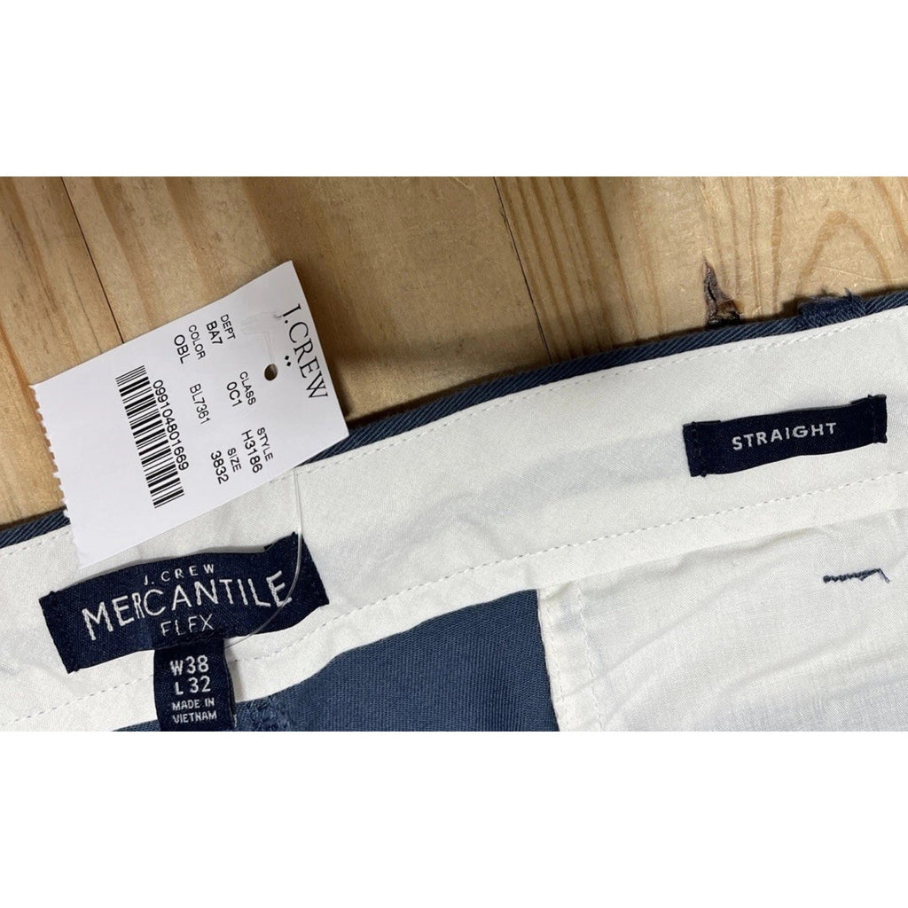 J.Crew Mens 38x32 Navy Blue Mercantile Flex Straight Leg Chino Pants NWT
