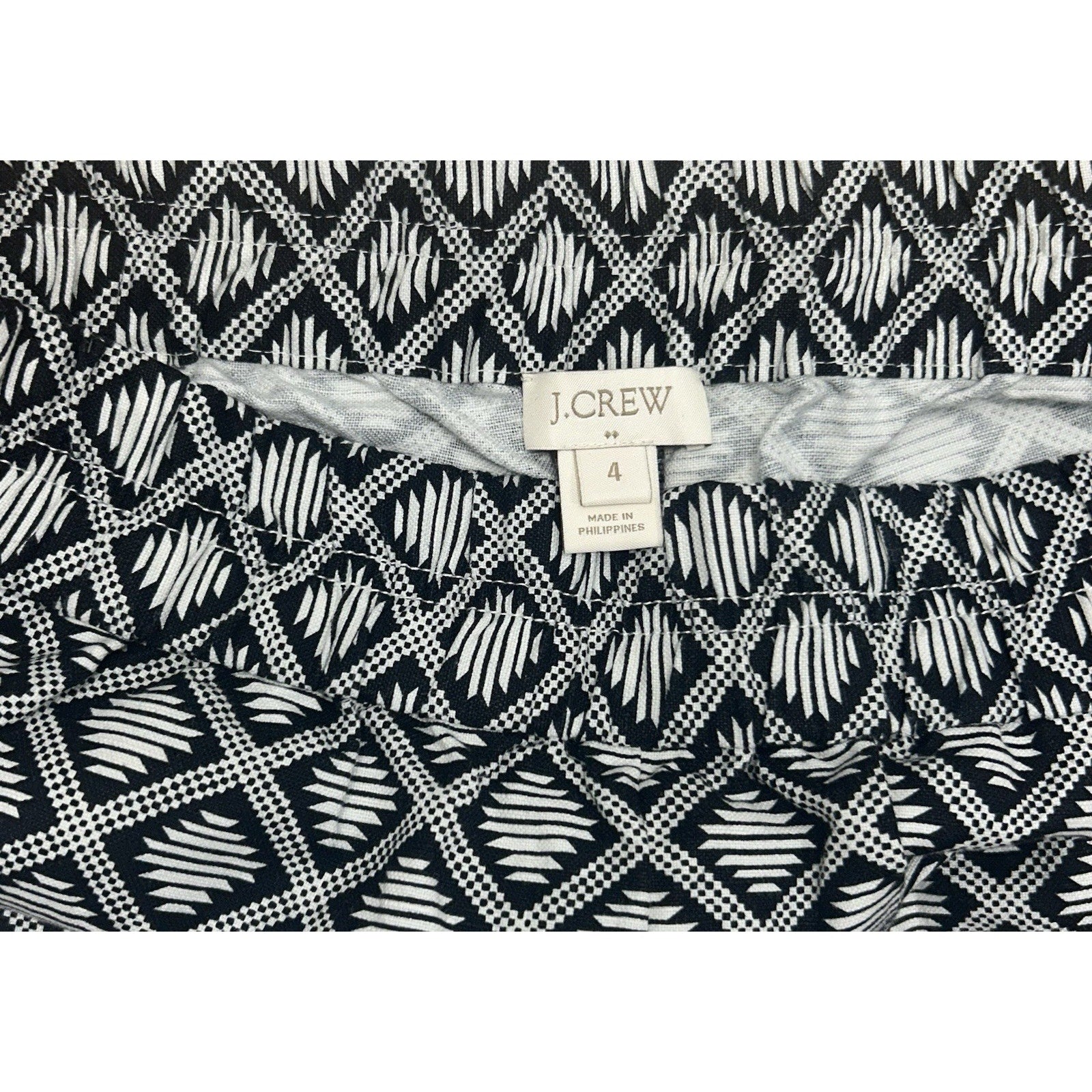 J. Crew Chino Stretch Shorts Geometric Black/White WOMENS SIZE 4.