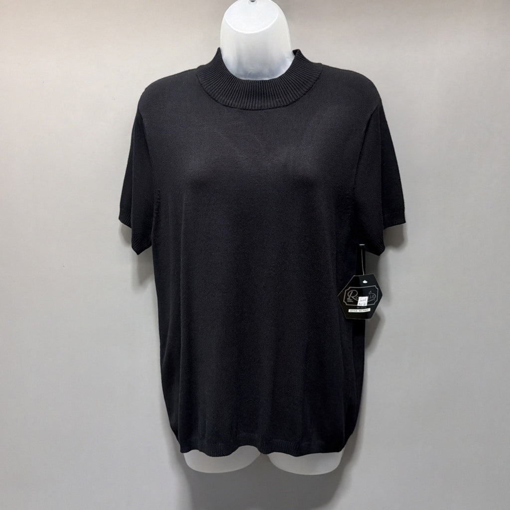 Rochelle California Sweater Womens S Black Short Sleeve Soft Knit Viscose New