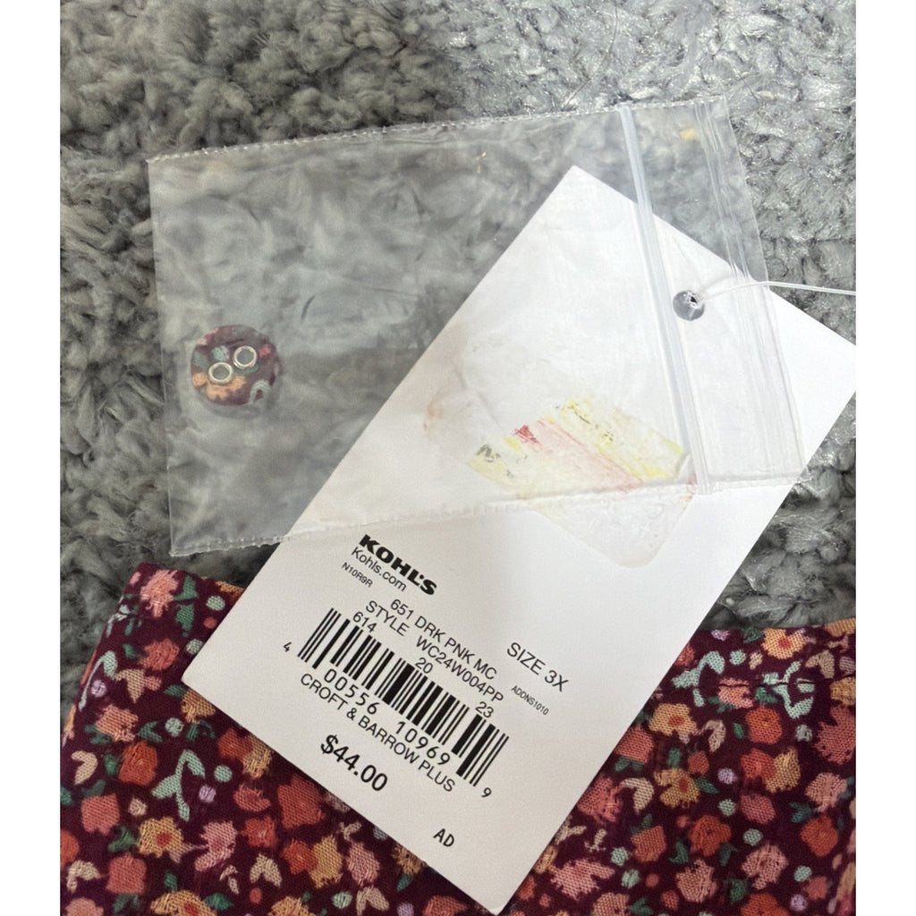 New Beautiful Women's 3X Croft & Barrow Floral Balloon Sleeve Tunic Top