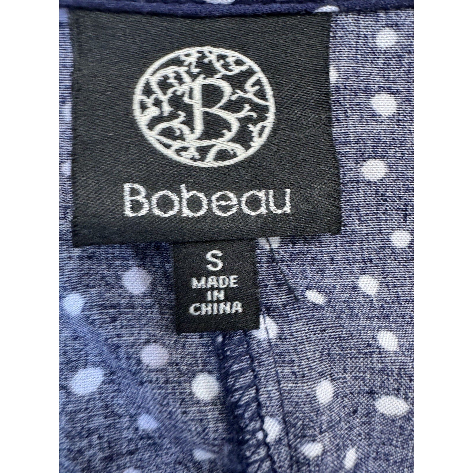 Bobeau Wrap Dress Shift Geometric Navy Blue Hi Low Women’s Size Small