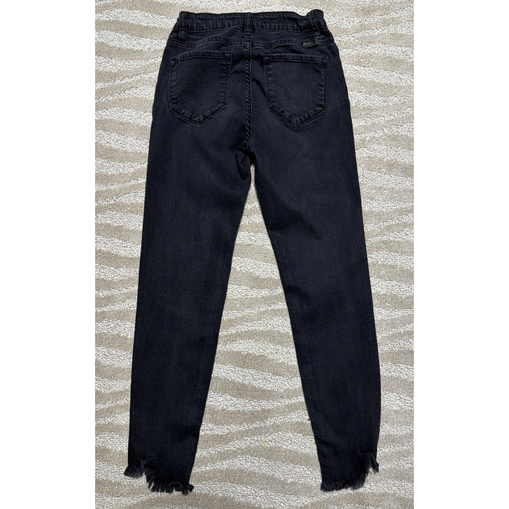 Womens 3/25 Kancan Jeans Black Skinny Distressed Dark Wash