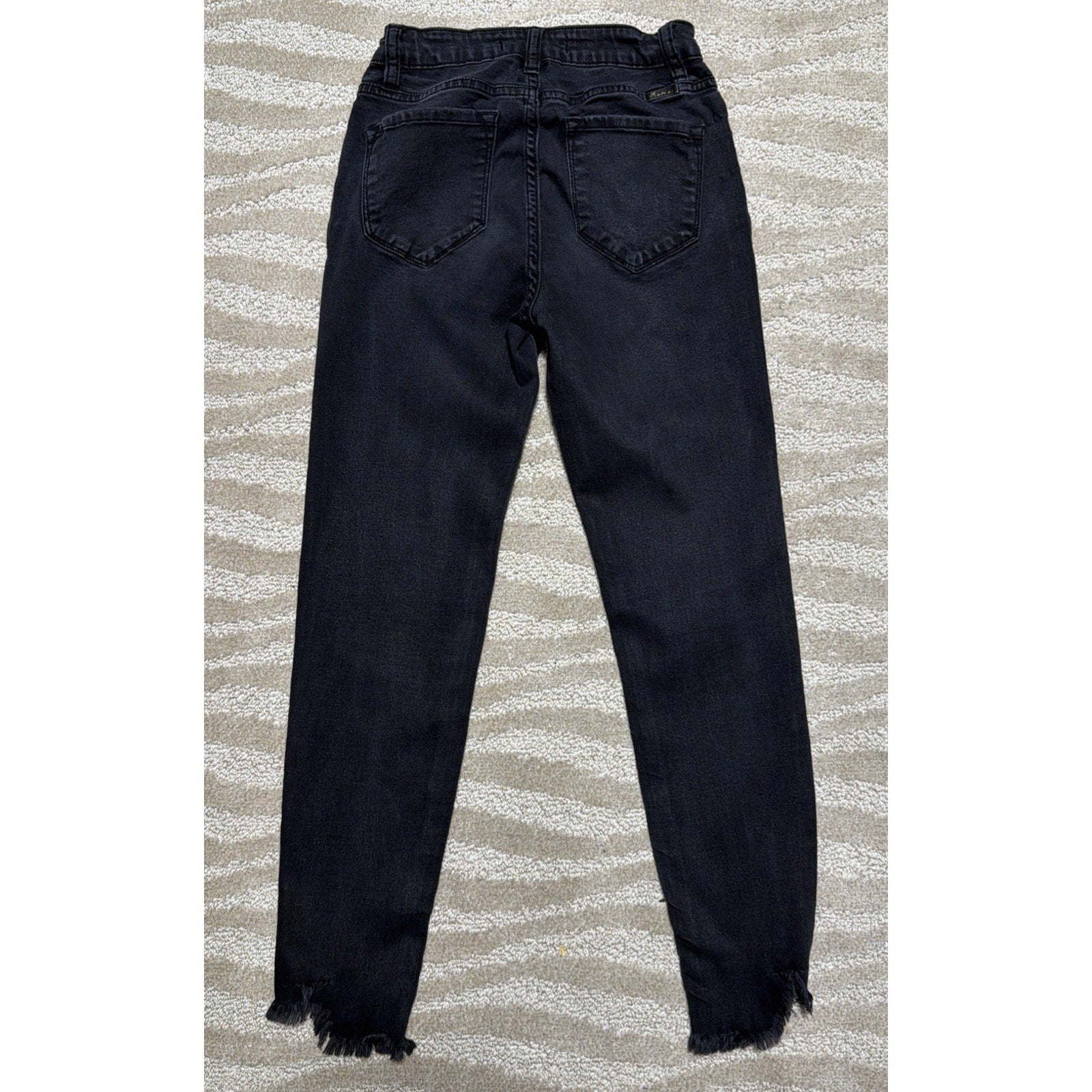 Womens 3/25 Kancan Jeans Black Skinny Distressed Dark Wash