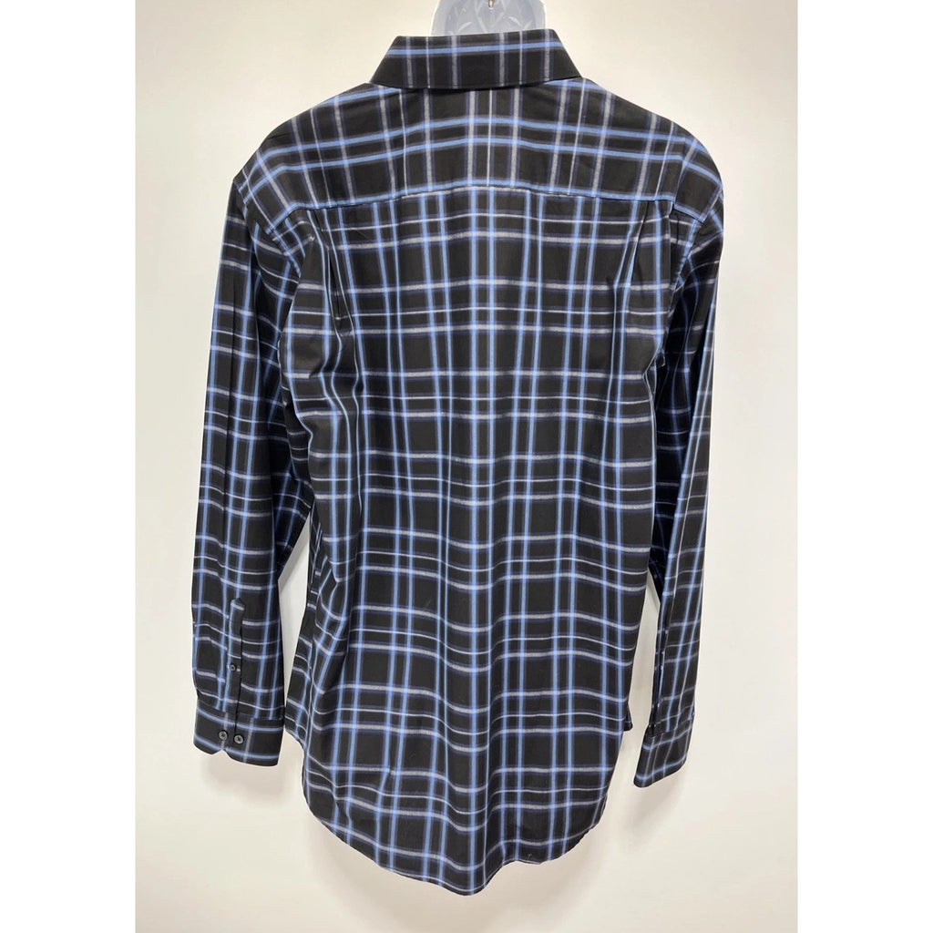 NWT Apt.9 Luxury Button Up Shirt Men's LBlack with Blue Gray Geometric Pattern