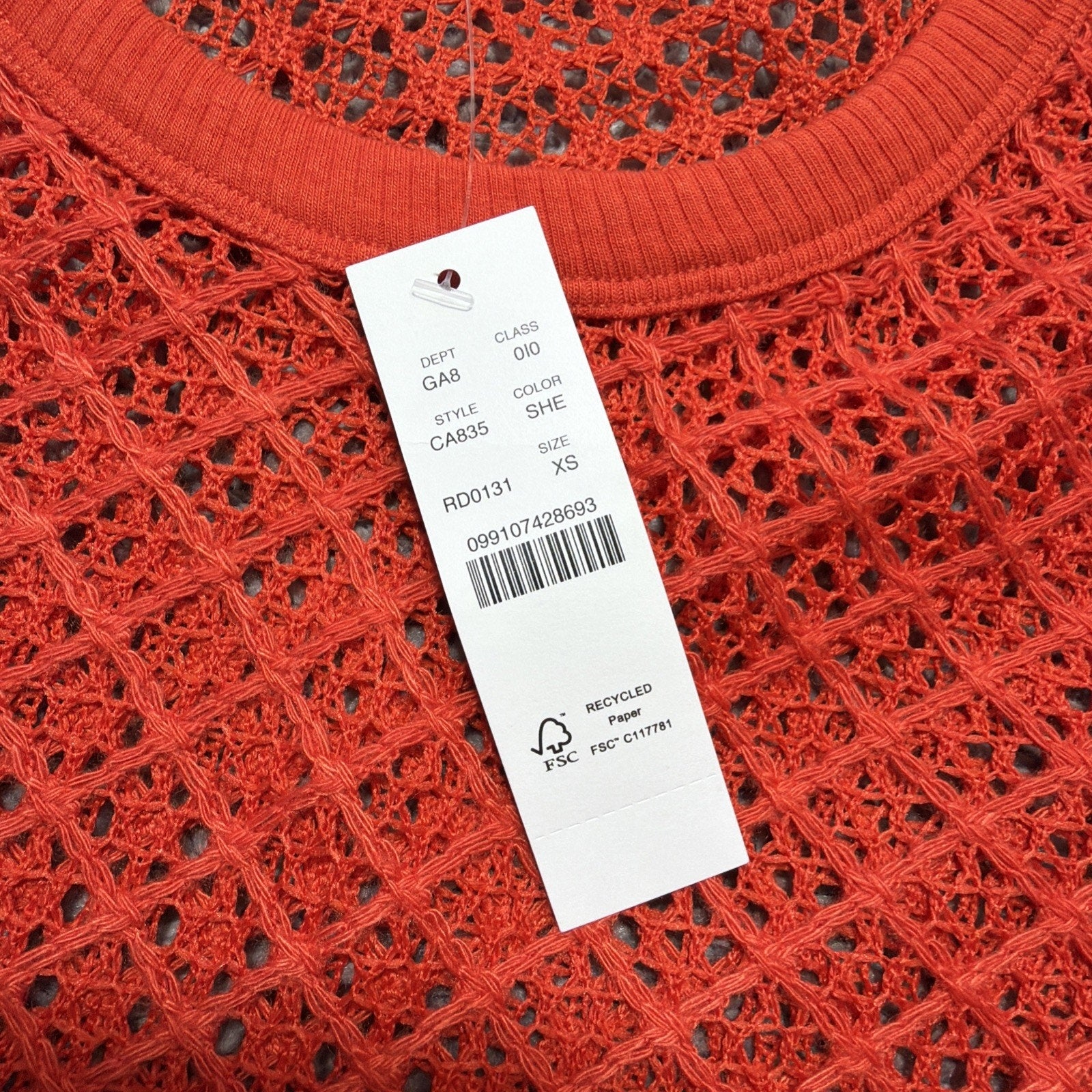 J.CREW Beach Crotchet Tank in Bright Orange Size XS NWT
