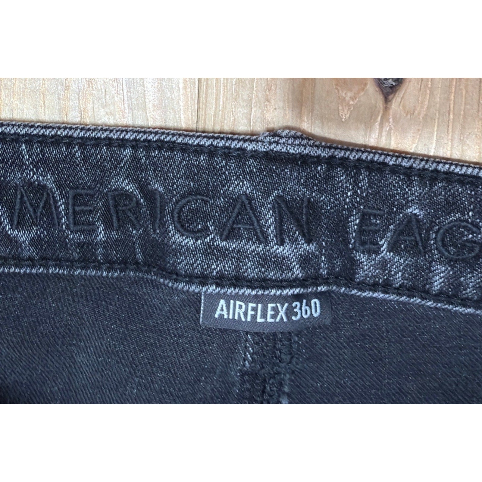 American Eagle Jeans Mens 29x30 Black Denim Slim 360 AirFlex Distressed