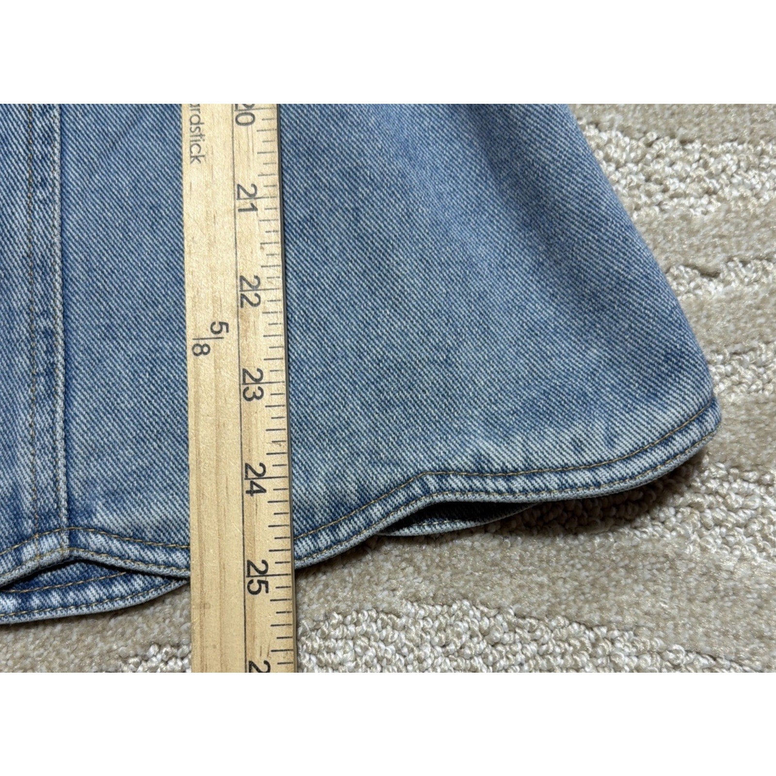 Newport News Jeanology Denim Jacket Women 18 Light Wash Button Front Stretch