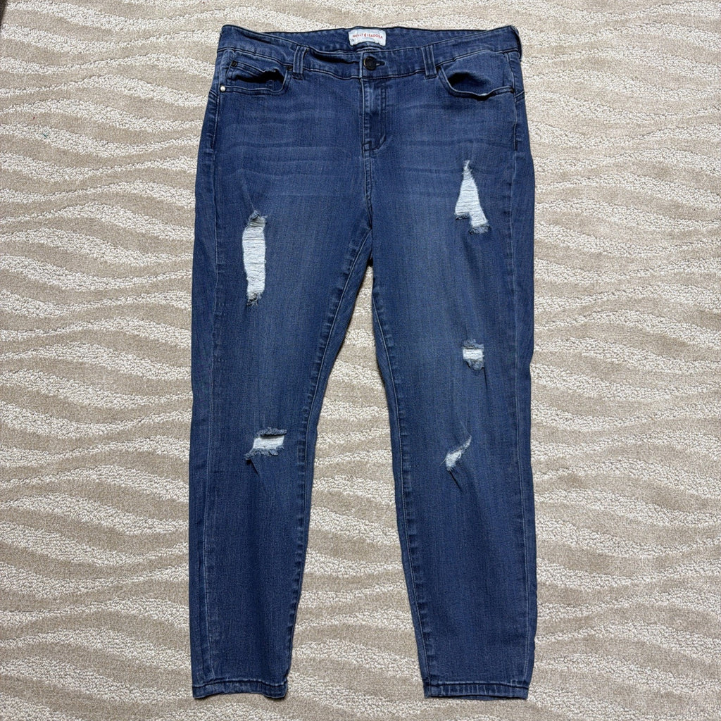 Molly & Isadora Jeans Womens Size 16 High Rise Skinny Crop Distressed Stretch