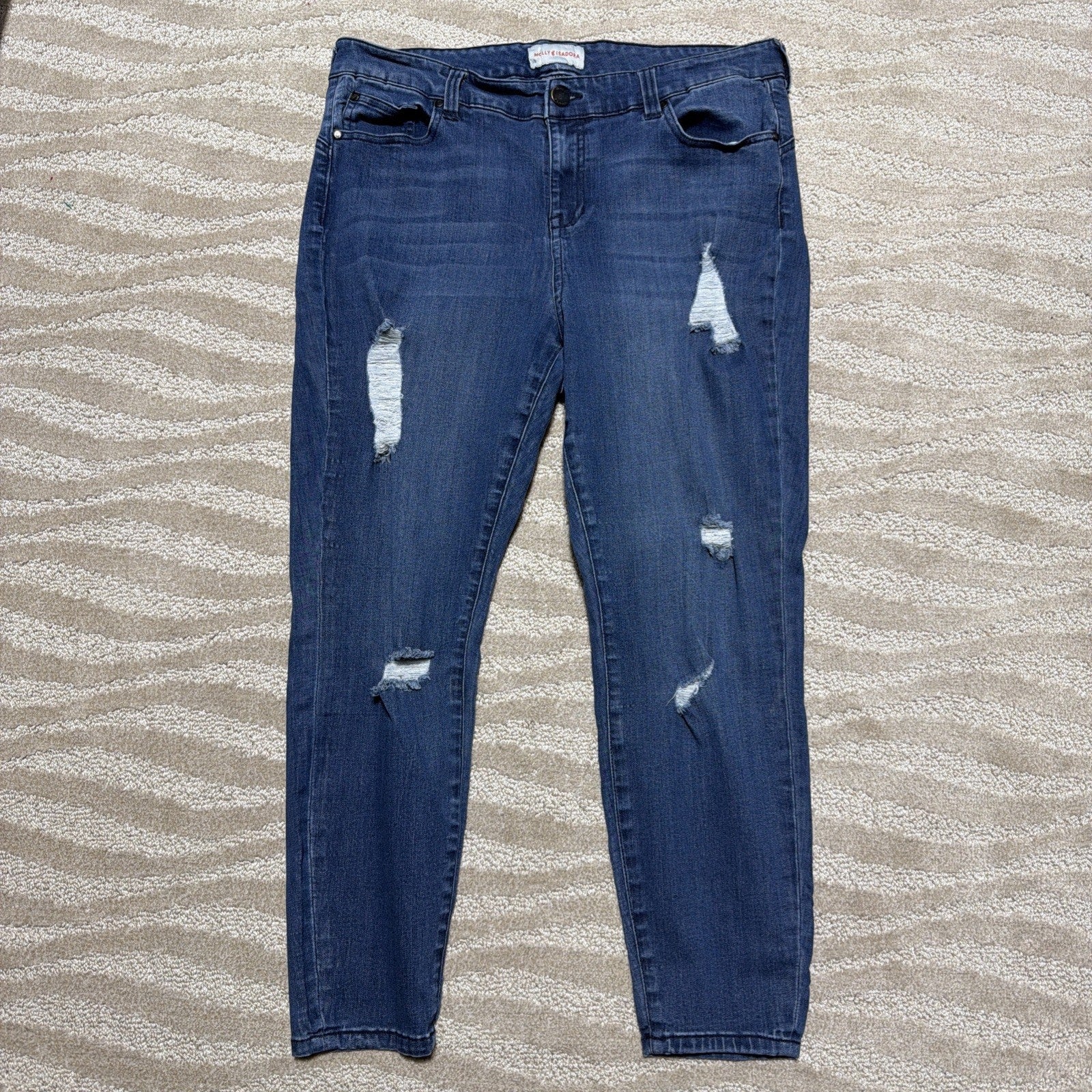 Molly & Isadora Jeans Womens Size 16 High Rise Skinny Crop Distressed Stretch