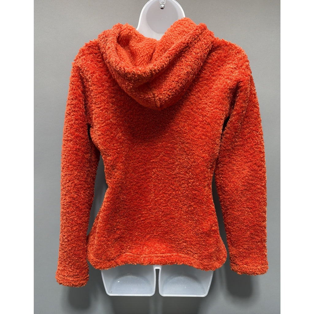 Vtg Mountain Hardwear Women's Teddy Fleece Hoodie Outdoor Size M Orange Made USA