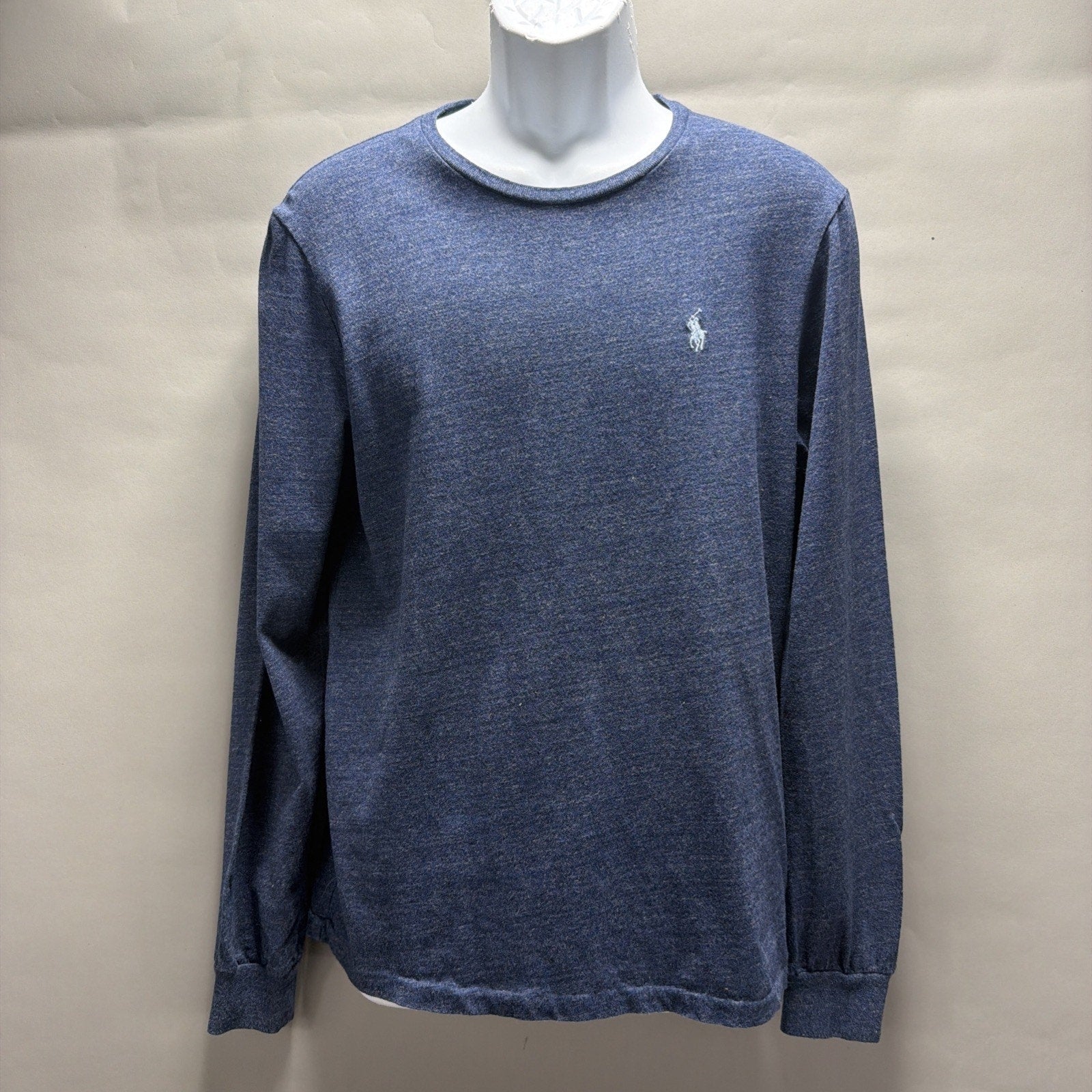 Polo Ralph Lauren Custom Slim Fit Shirt Heather Blue Long Sleeve Crewneck Mens M