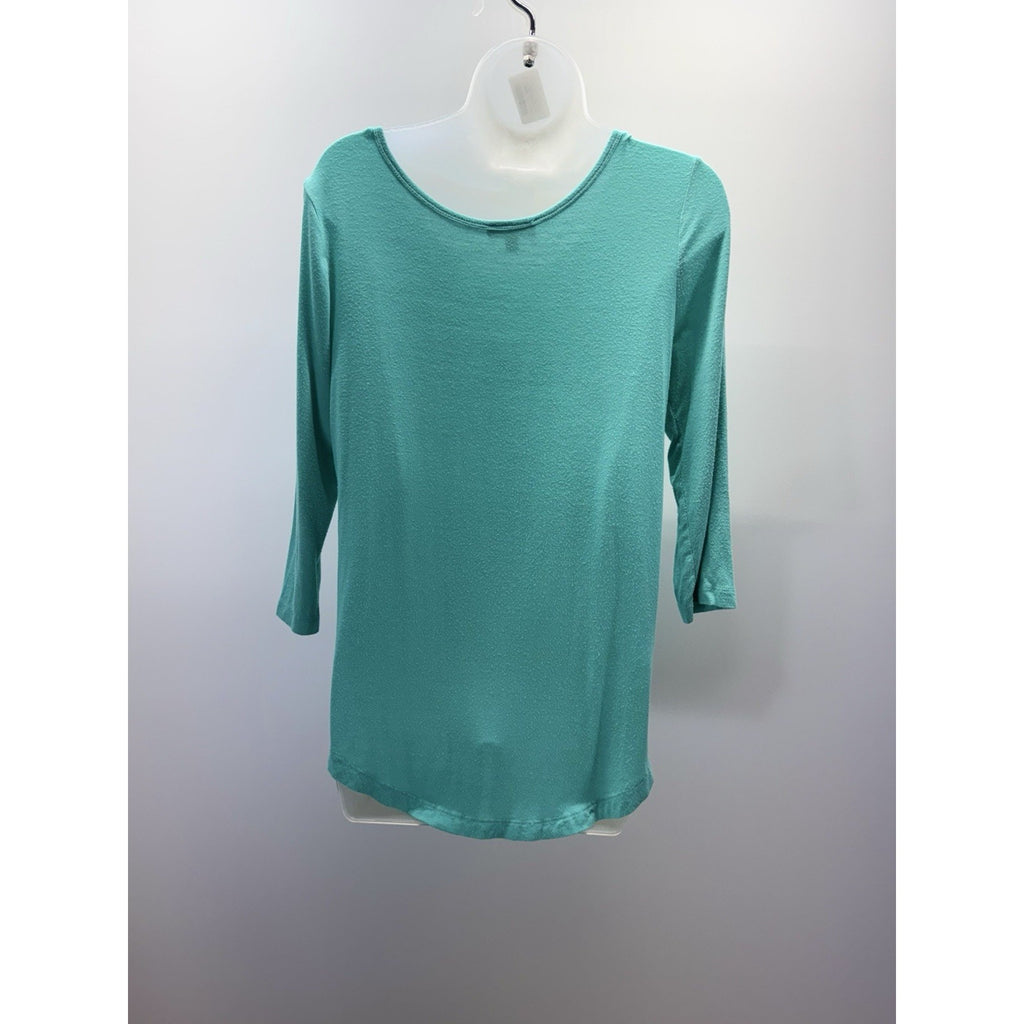 Zenana Light Teal Ladies Popover Shirt Top Size L Dolman 3/4 Sleeve Stretch