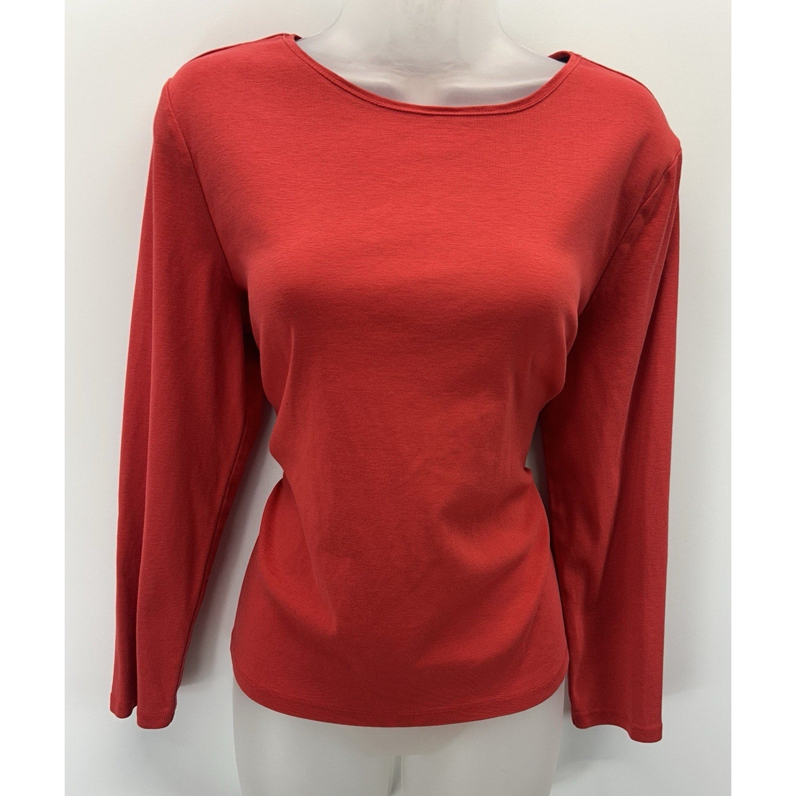 Women's Red Talbots Long-sleeved 100% Pima Cotton Tee EX-LARGE PETITE.