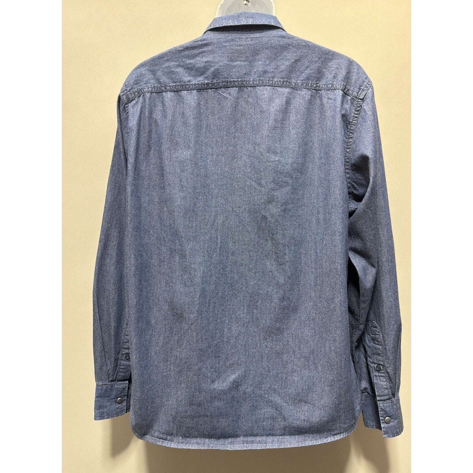 American Rag Men's Chambray Shirt XL Blue Denim Pockets Pearl Snaps Western
