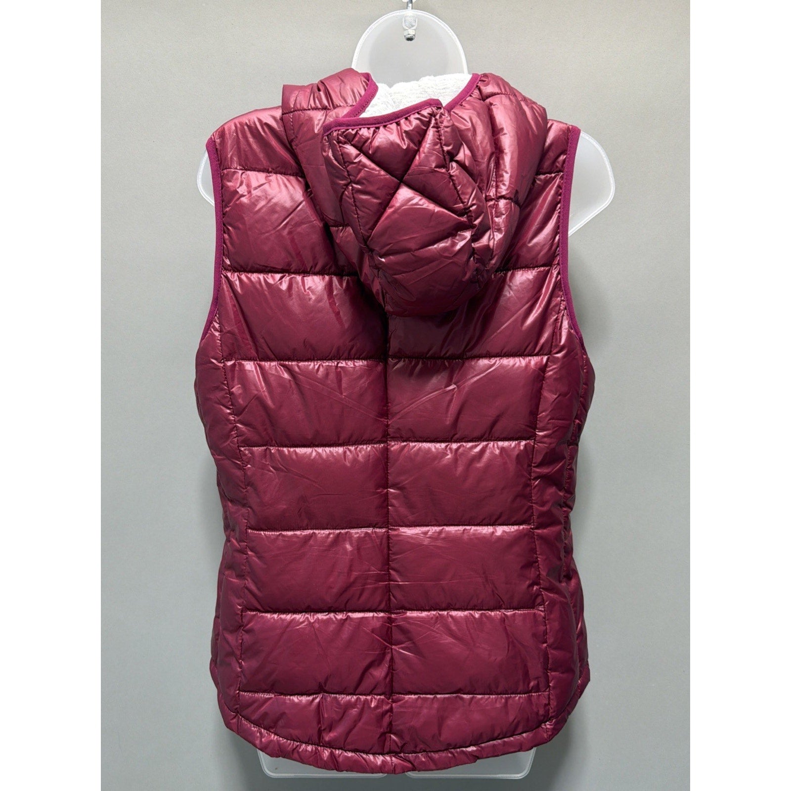 Tangerine Large Magenta Hooded Insulated Puffer Vest Winter Snow