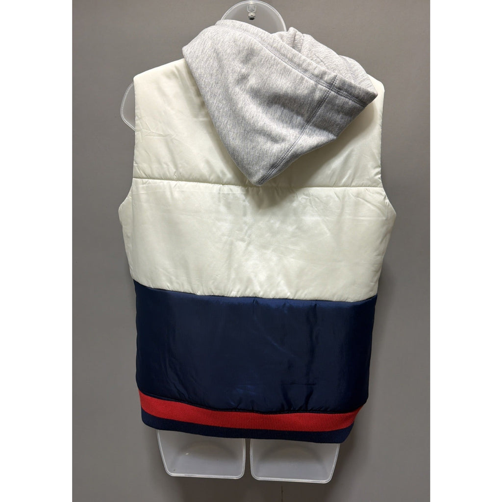 Champion Puffer Vest Womens Medium Hooded Colorblock Red White Blue Full Zip