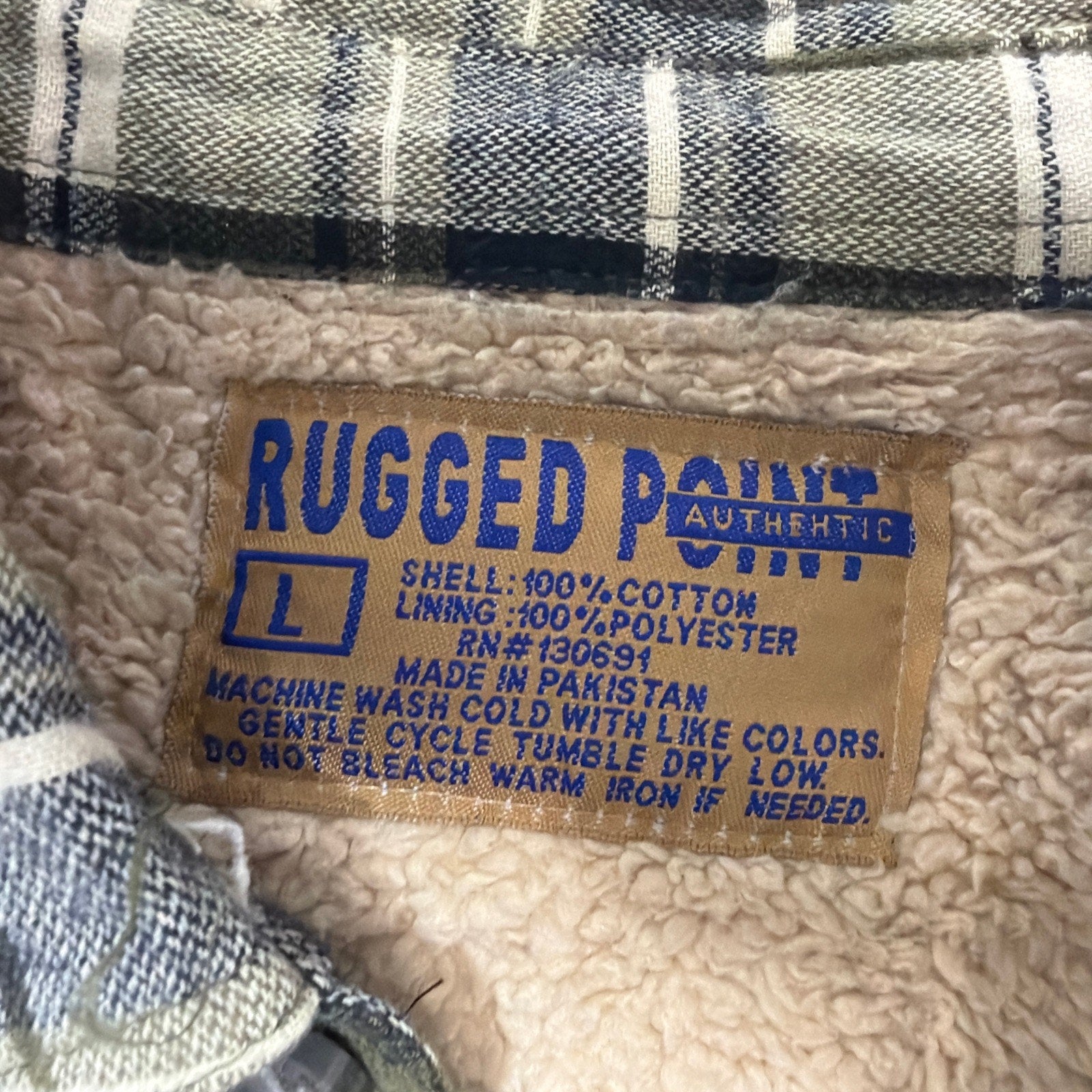 Mens Rugged Point Authentic Green Plaid Fleece Sherpa Button Up Shacket L NWT