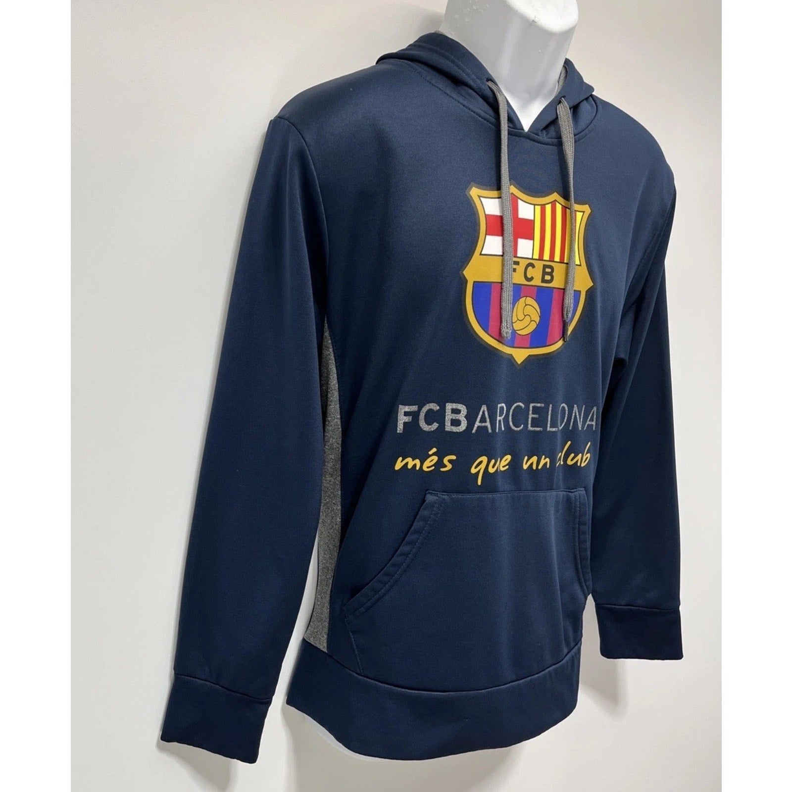 FC Barcelona Blue Hoodie Sweatshirt Football Club Soccer Barca Logo Blue Mens M