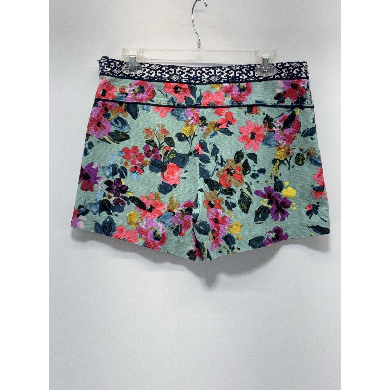 Anthropology Cartonnier Skyflower Shorts Green Floral Women’s Size 8