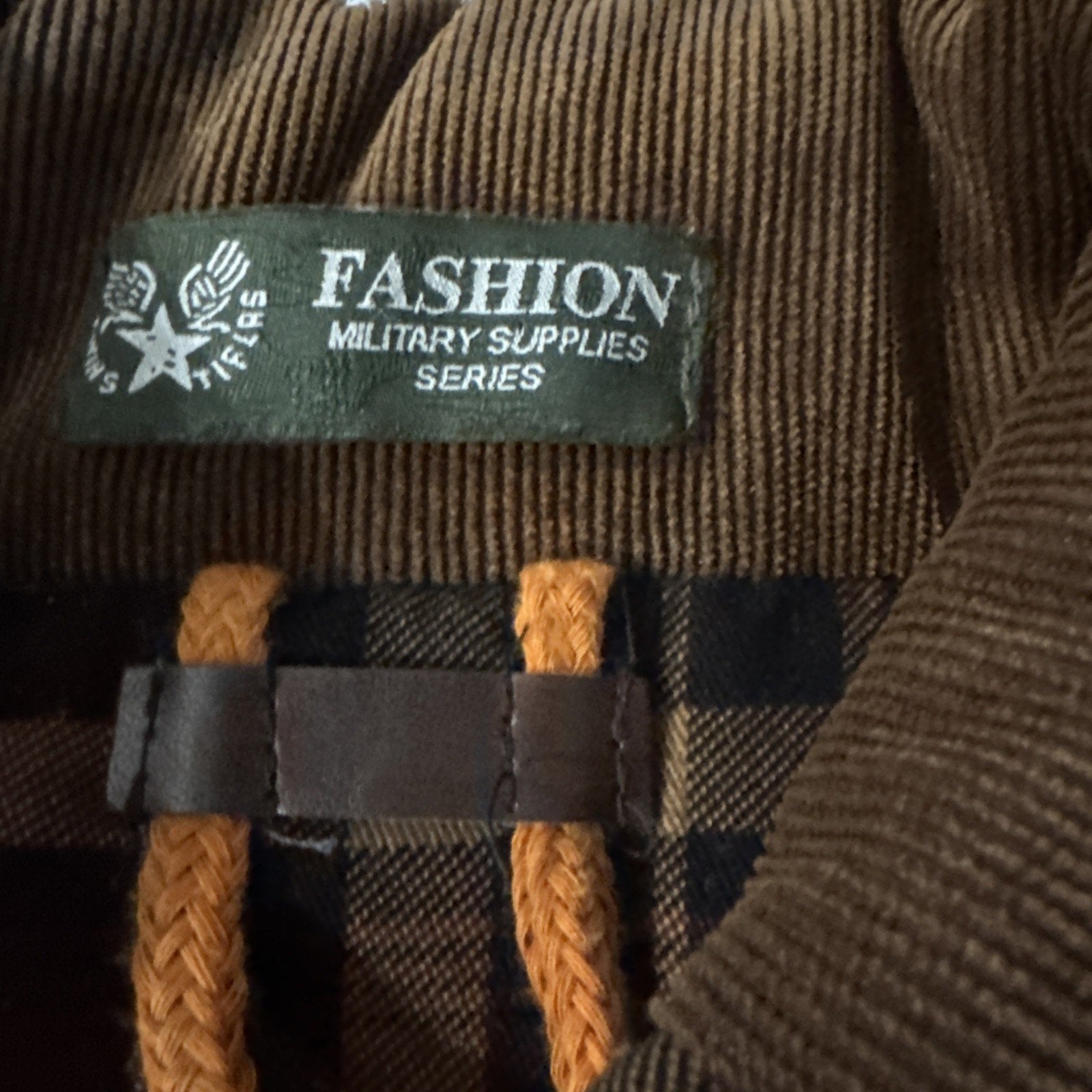 Military Supply Series Plaid Jacket Long Sleeve Shirt Button Front Faux Fur L