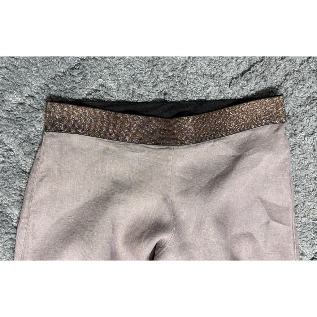 Bailey 44 Women’s Taupe Wide Leg 100% Linen Pants Sz Small Made USA Beach Casual