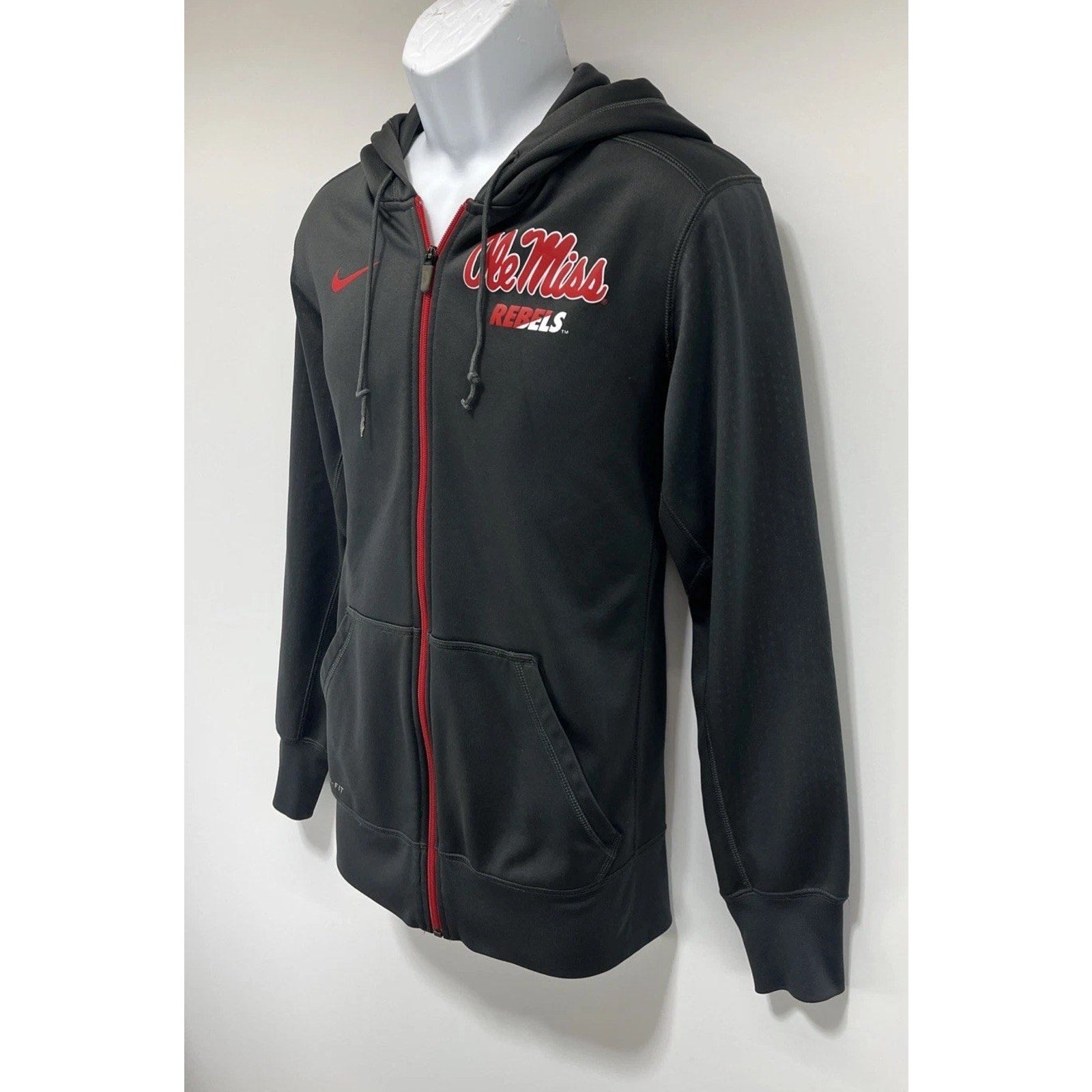 Nike Therma Fit Mississippi Ole Miss Rebels Full Zip Hoodie Men’s Size M Gray