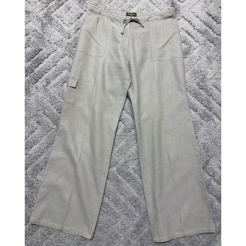 Eddie Bauer Linen Blend Drawstring Wide Leg Cargo Pants Size 12