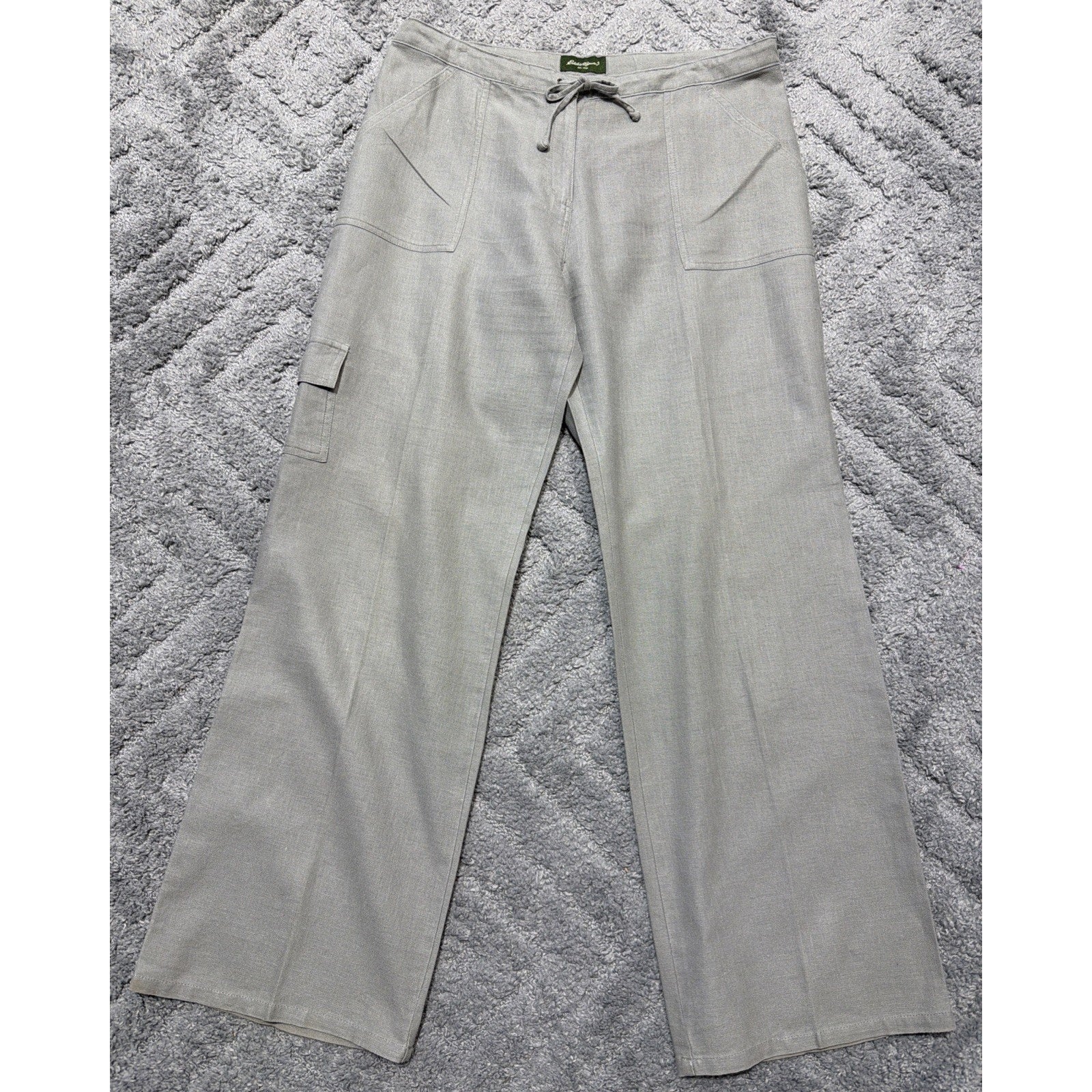 Eddie Bauer Linen Blend Drawstring Wide Leg Cargo Pants Size 12