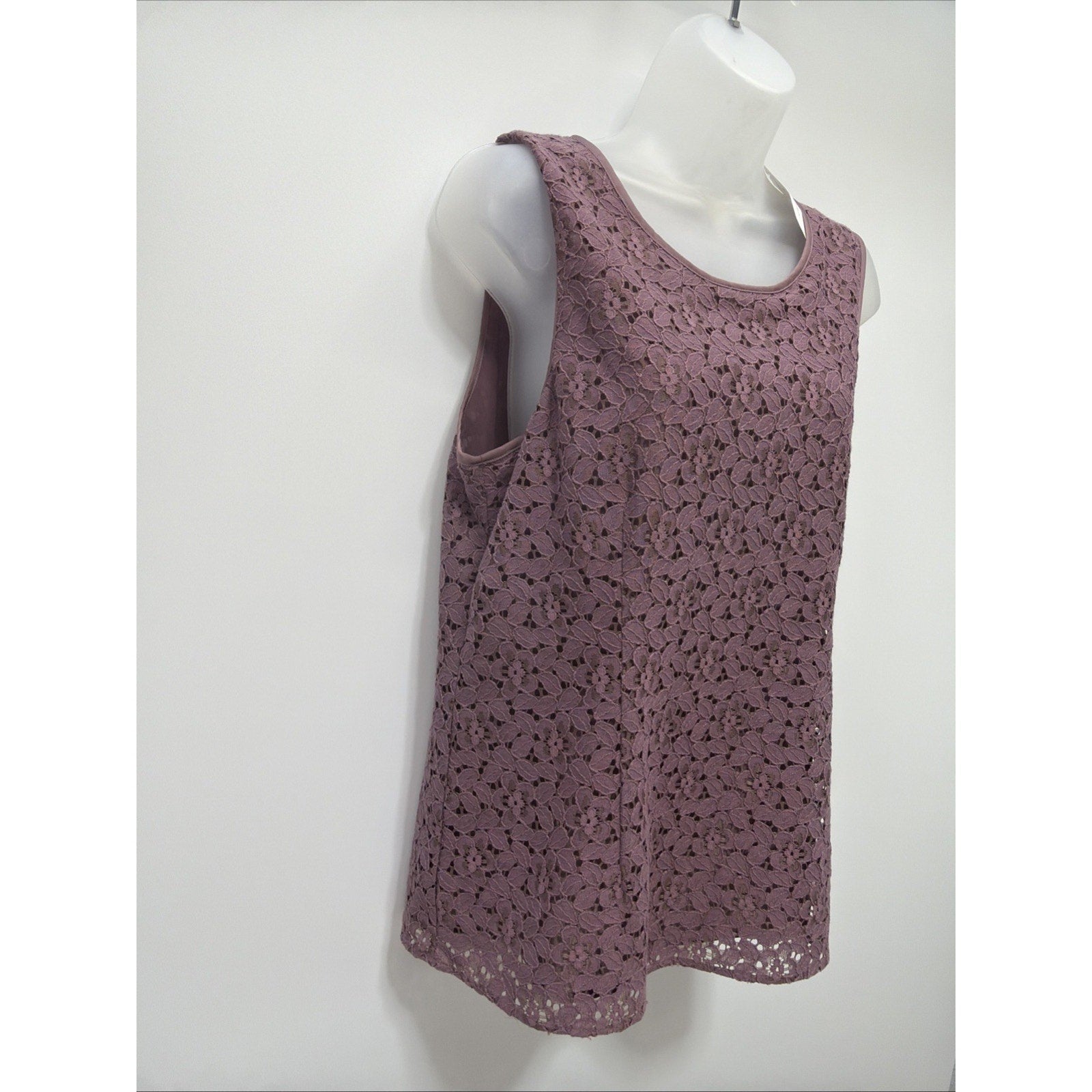Banana Republic Mauve Purple Floral Zip Back Top Lined Tank 14 NWT