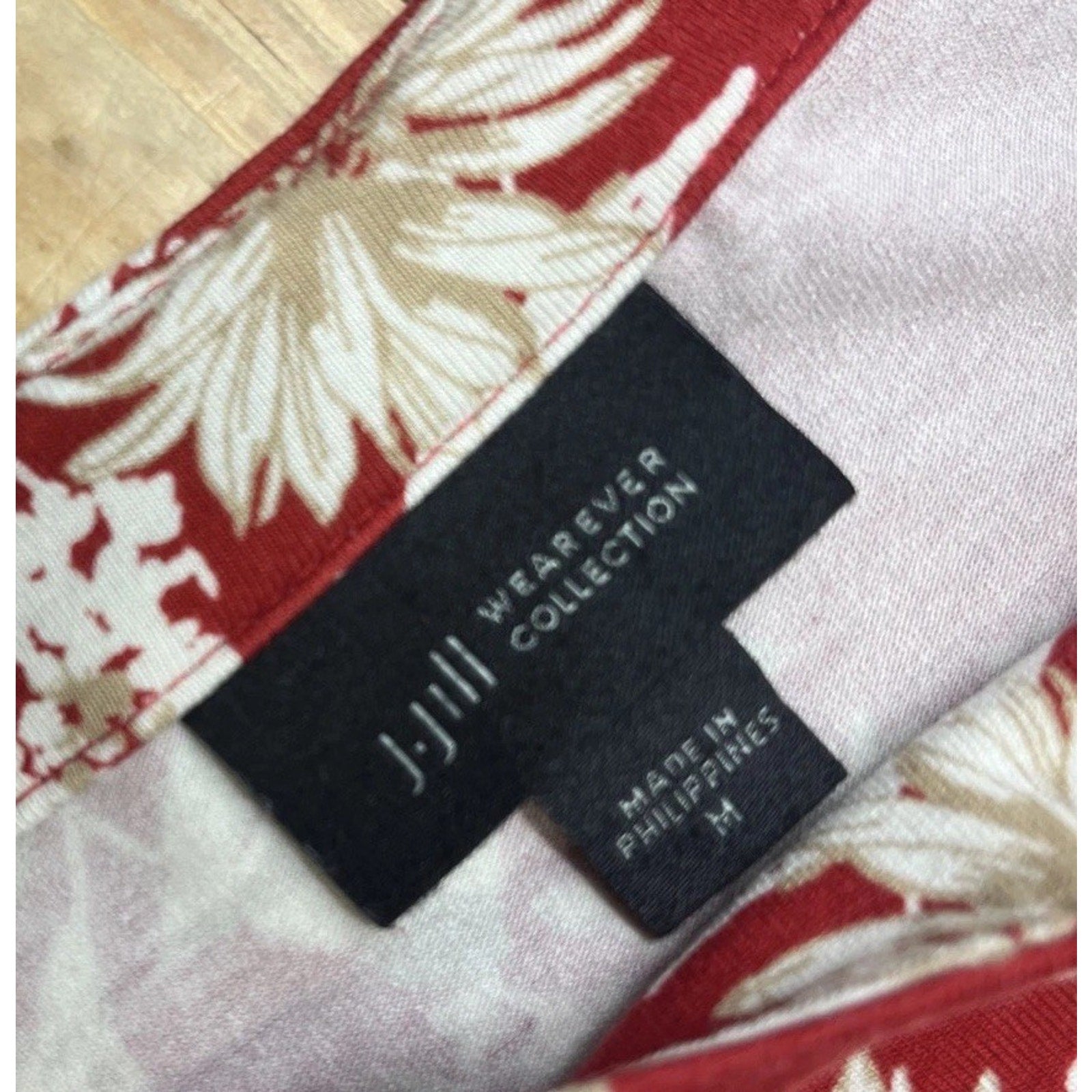 J Jill Wearever Womens Floral Tank Top Red Beige Boho Cottagecore Travel M