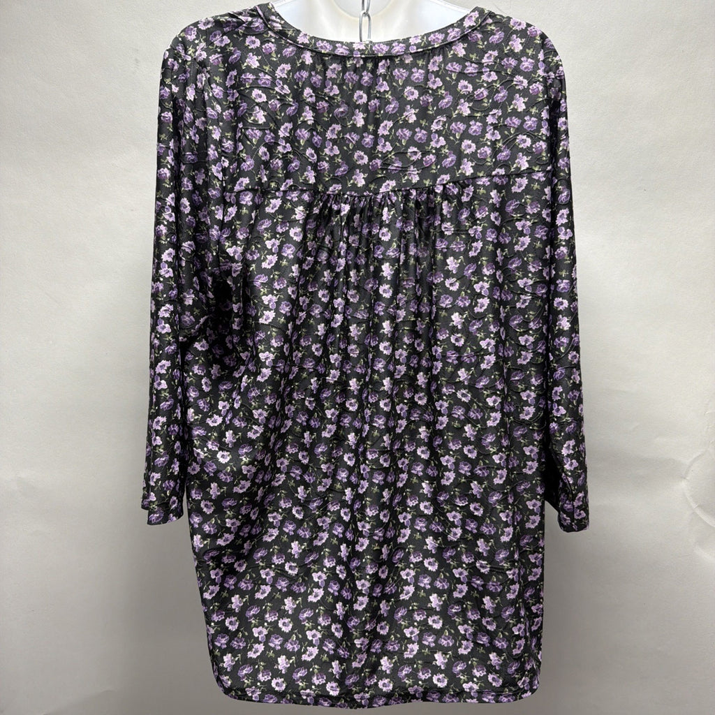 Napa Valley Womens Floral Embroidered Print 3/4 Sleeve Top Plus 1X Stretch NWT
