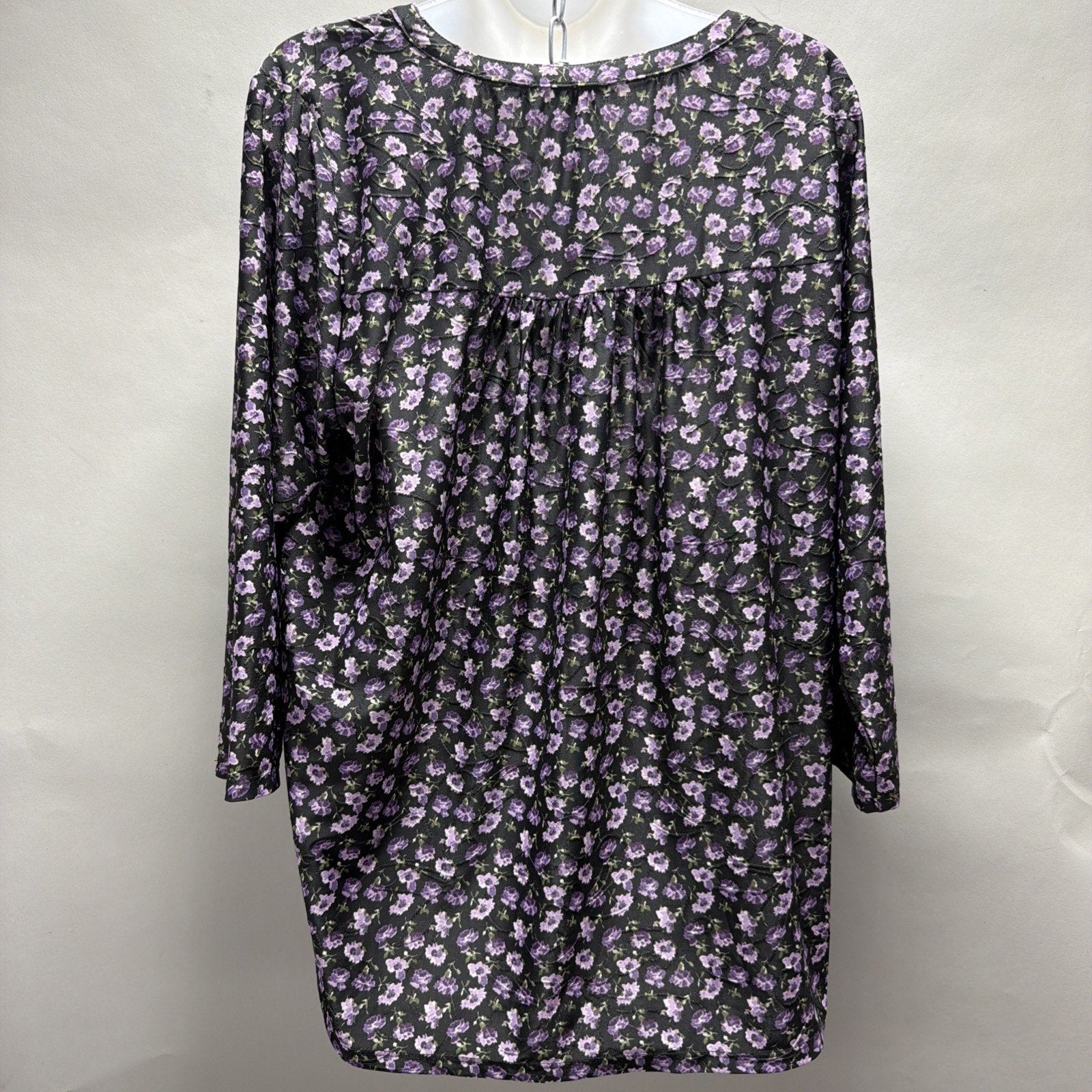 Napa Valley Womens Floral Embroidered Print 3/4 Sleeve Top Plus 1X Stretch NWT