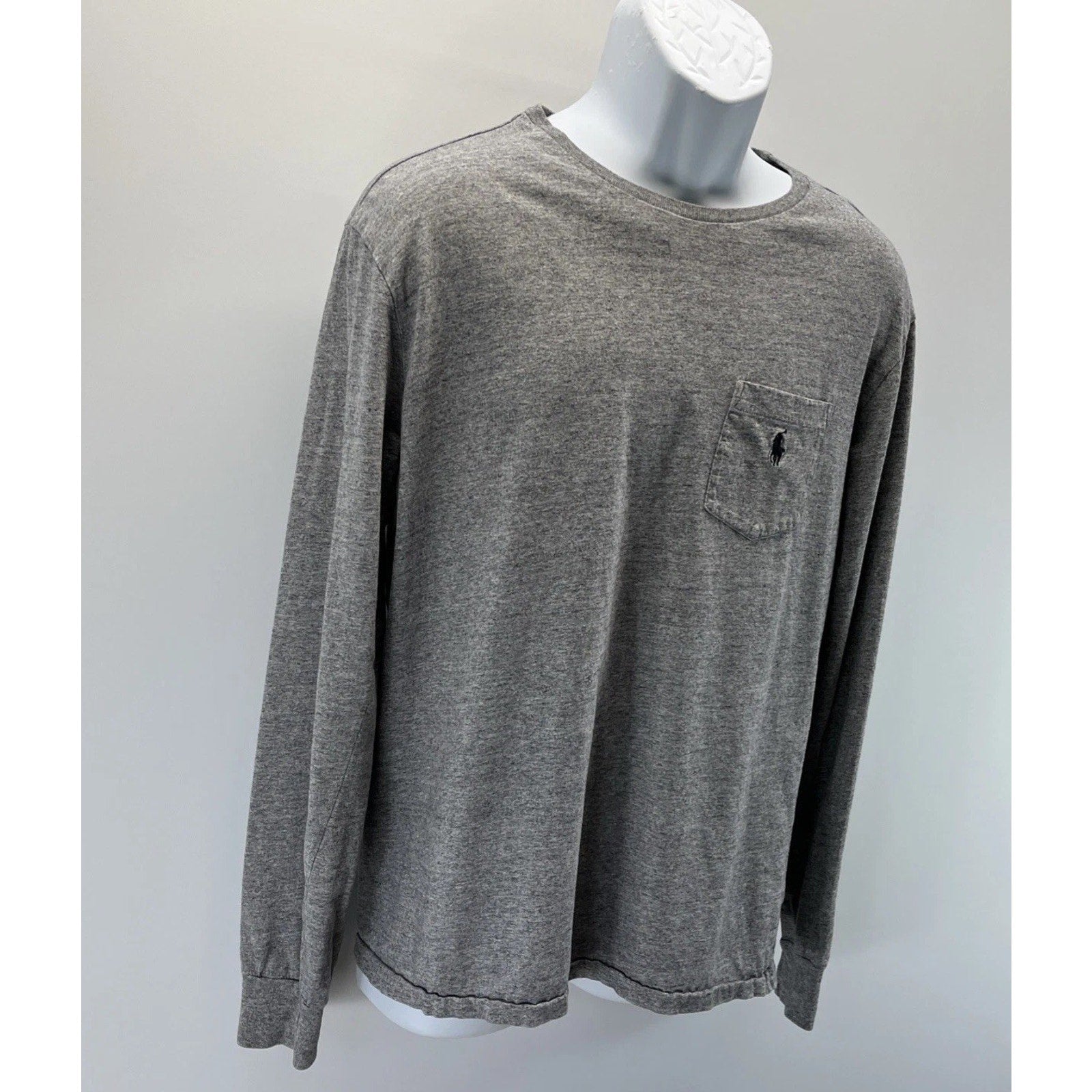 Polo Ralph Lauren Mens M Gray Long Sleeve Pocket T Shirt Black Pony Logo