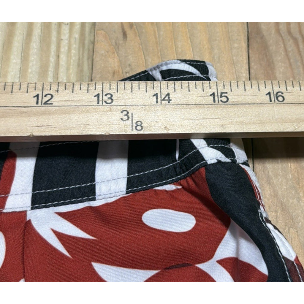 American Eagle Board Shorts Mens 30 Red Beach Swim Trunks Hawaiian Print
