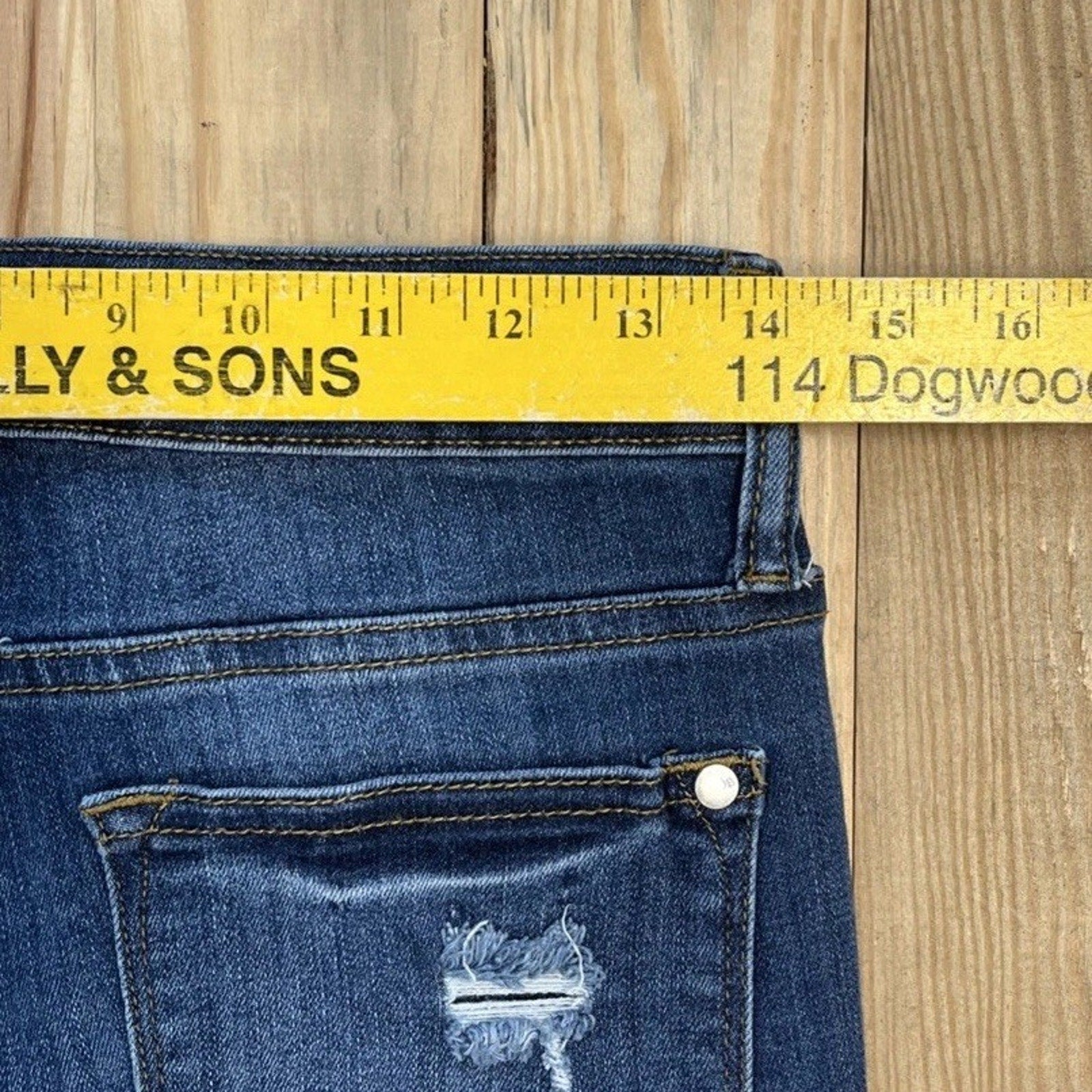 JUDY BLUE STRAIGHT FIT Womens Sz 29 Dark Denim Distressed Stretch Jeans EXC