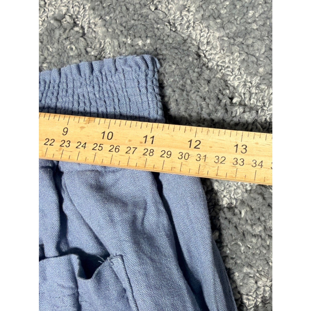 Love Tree Women's Large Blue Linen Viscose Blend Jogger Pants Minimalist Casual