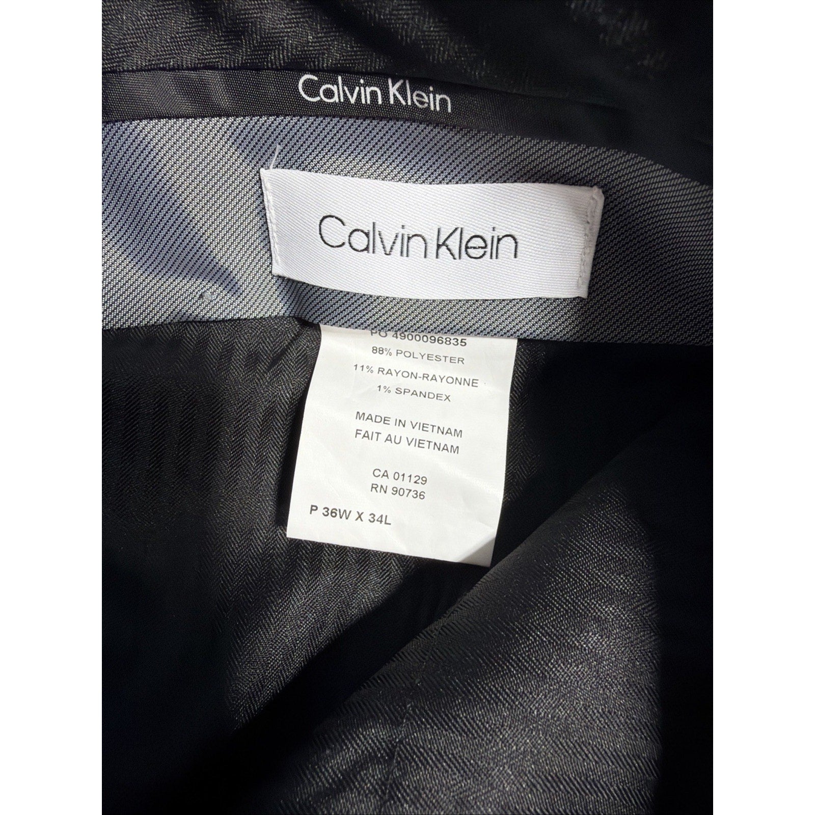 Calvin Klein Mens Slim Fit Tech Performance Solid Pants Navy Blue 36x32 Hem