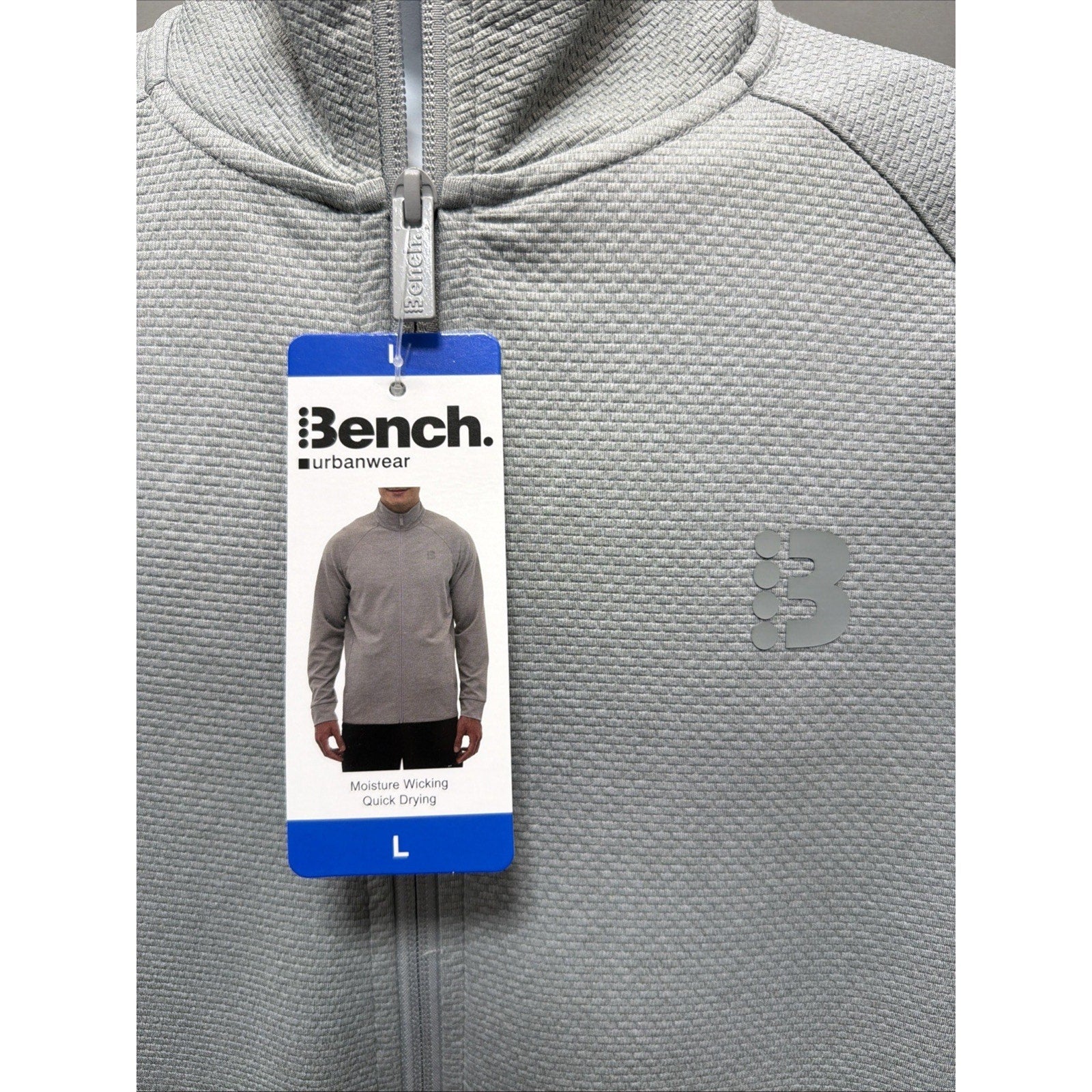 Bench Urbanwear Jacket Men L Gray Full Zip Moisture Wicking Activewear Athletic