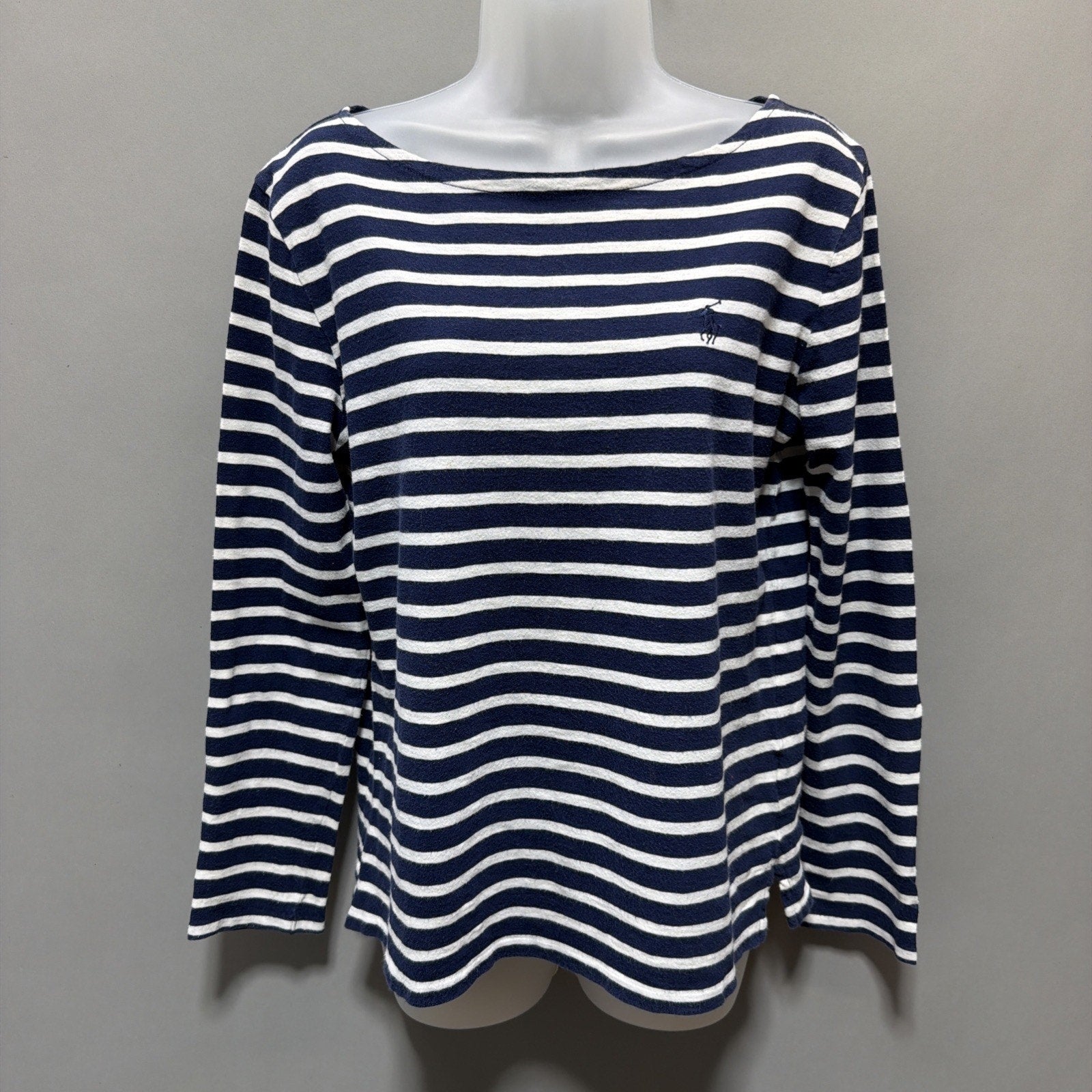 Women’s Ralph Lauren Sport M Long Sleeve Striped Pullover Top Flaw